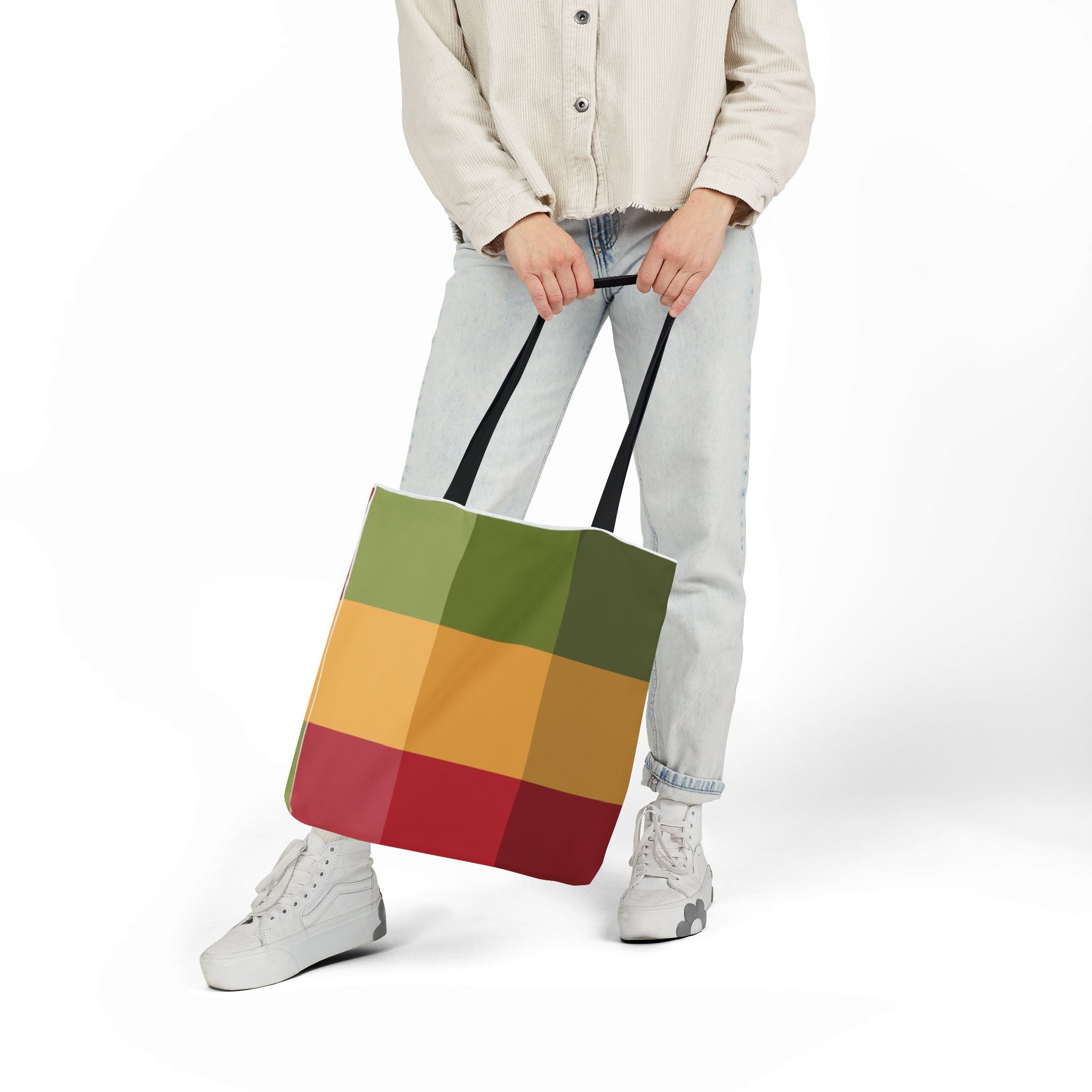 Colorful Geometric Square Pattern Tote Bag