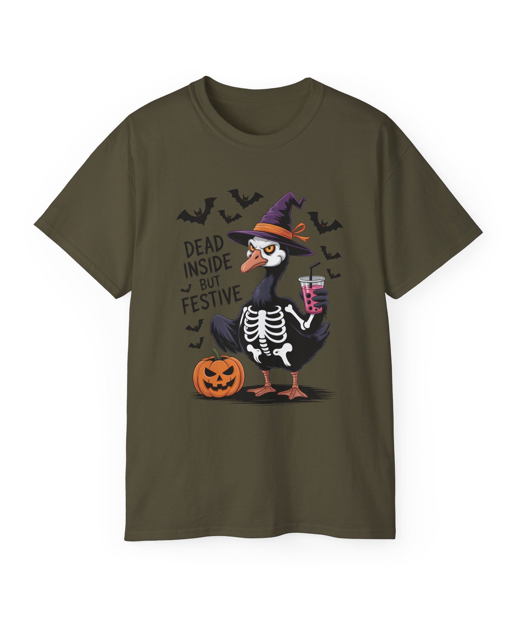 Halloween Skeleton Goose Tee - Festive T-Shirt | Gallory Hive