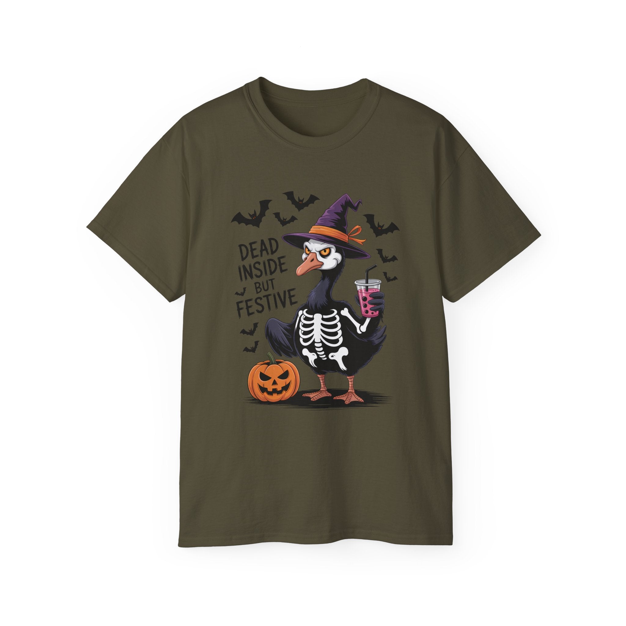 Halloween Skeleton Goose Tee - Festive T-Shirt | Gallory Hive