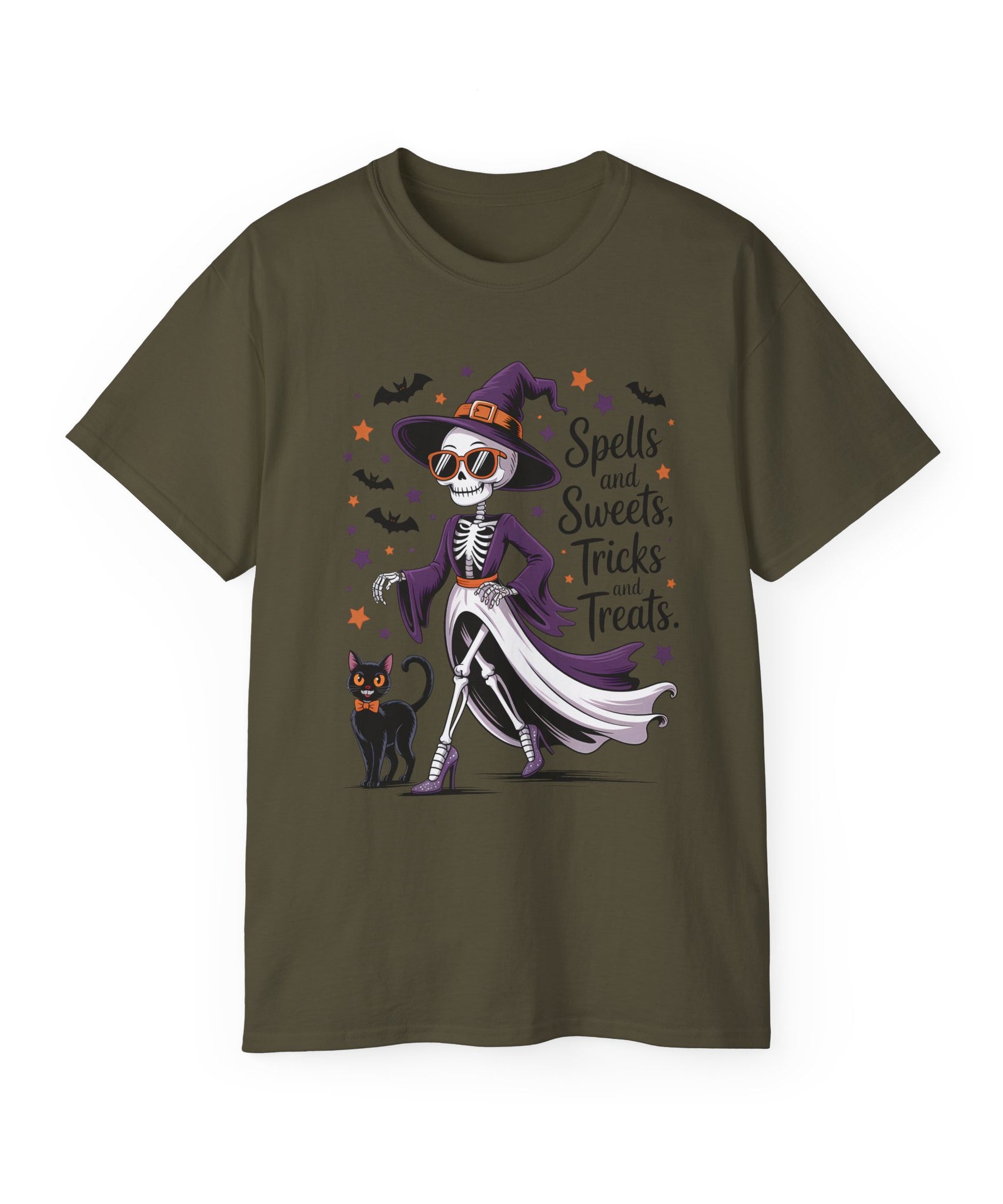 Spooky Skeleton Halloween Witch T-Shirt | Gallory Hive