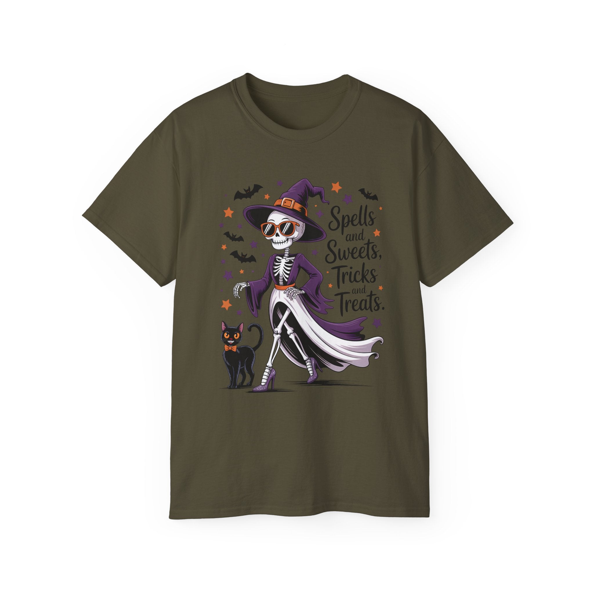 Spooky Skeleton Halloween Witch T-Shirt | Gallory Hive