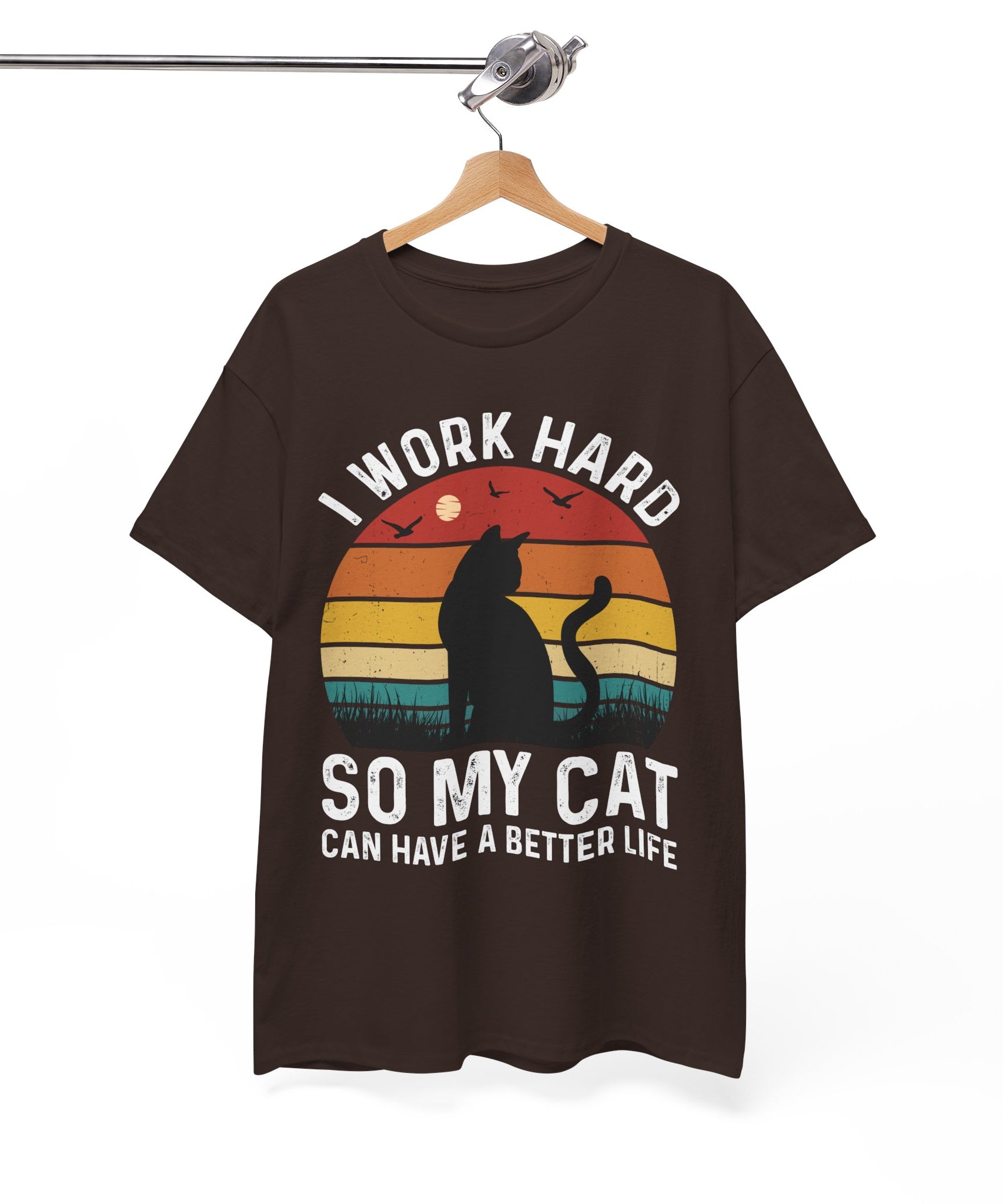 Retro Cat Lover Tee - Work Hard for My Pet | Gallory Hive
