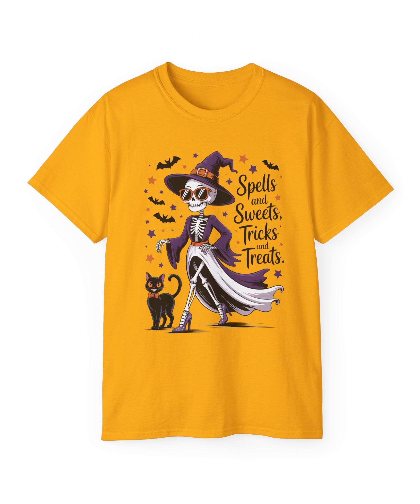 Spooky Skeleton Halloween Witch T-Shirt | Gallory Hive