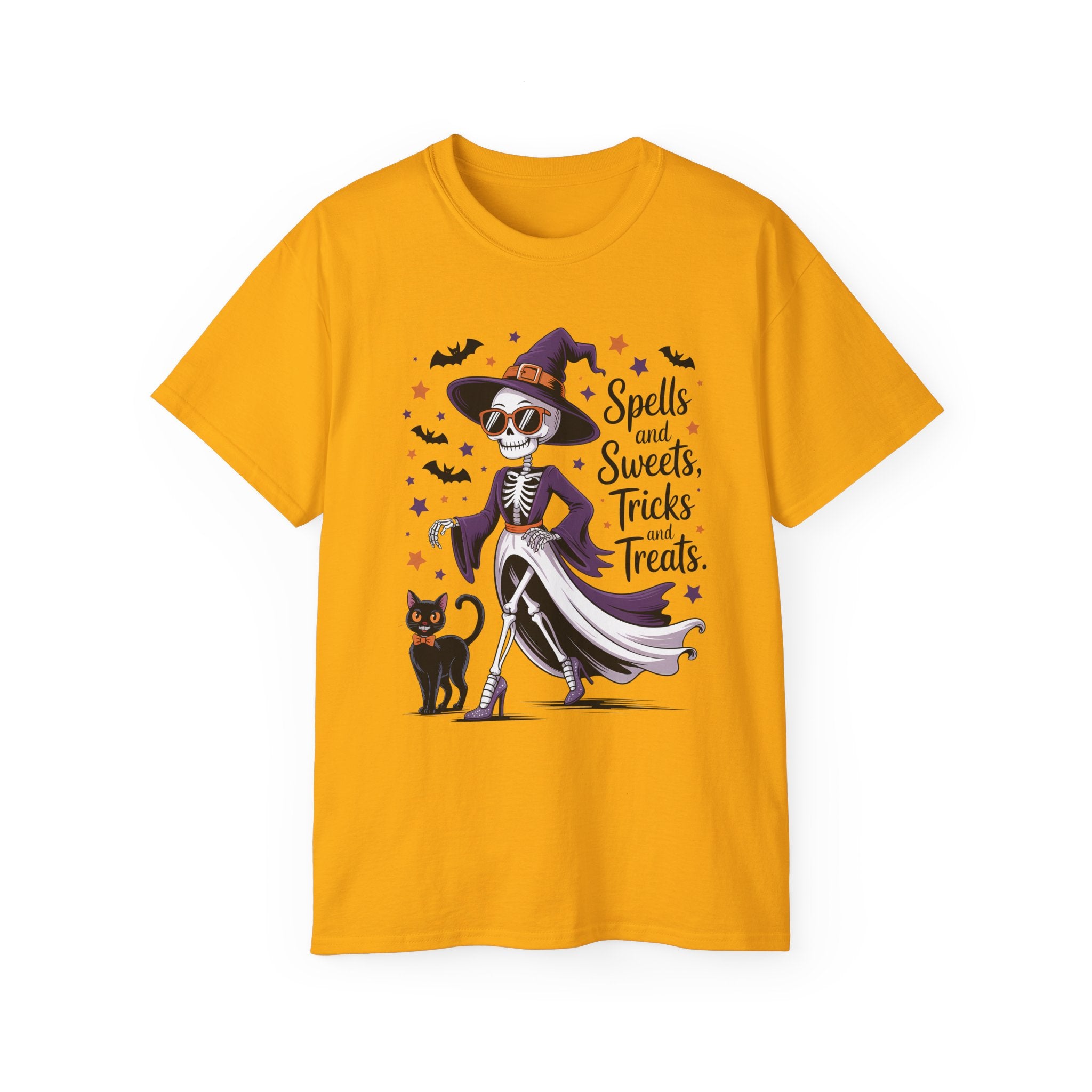 Spooky Skeleton Halloween Witch T-Shirt | Gallory Hive