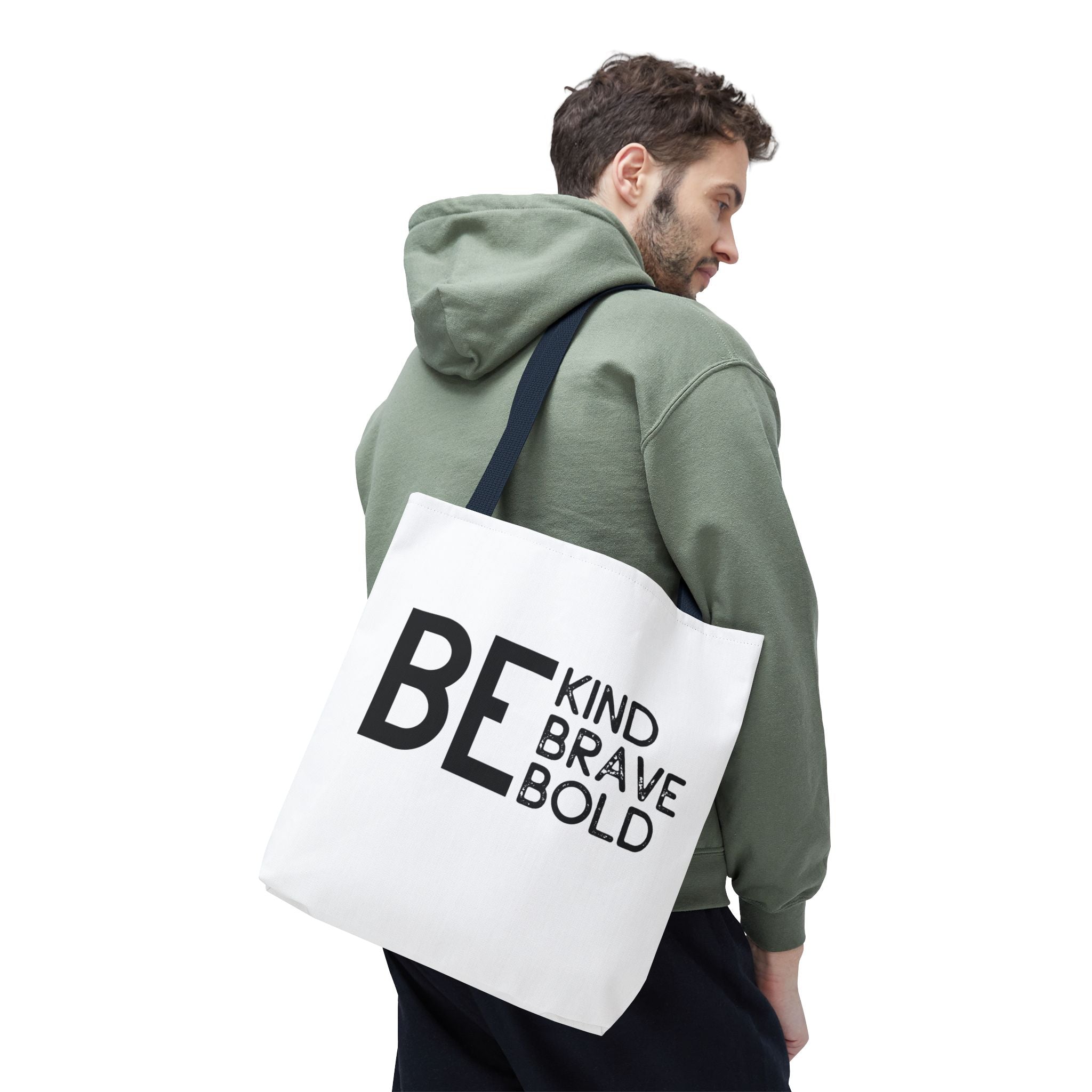 Inspirational Tote Bag - Be Kind Brave Bold - Eco-Friendly Carryall