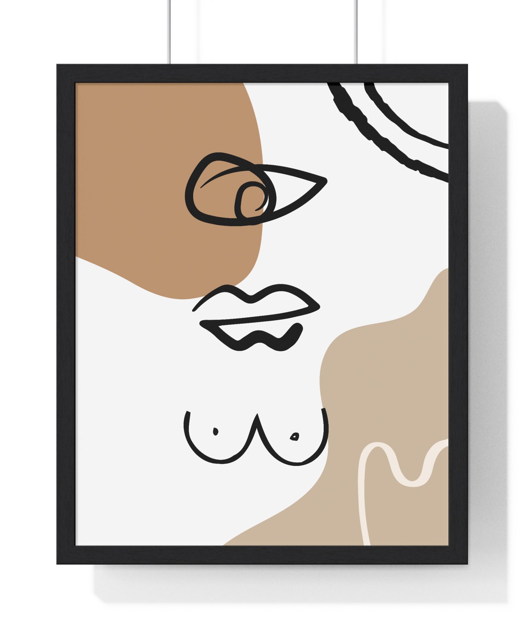 Abstract Human Form Art – Framed Line Drawing