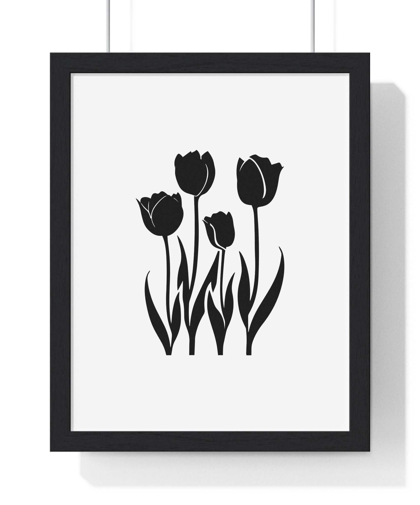 Wooden Frame Wall Art – Close-Up Pink Tulips Print