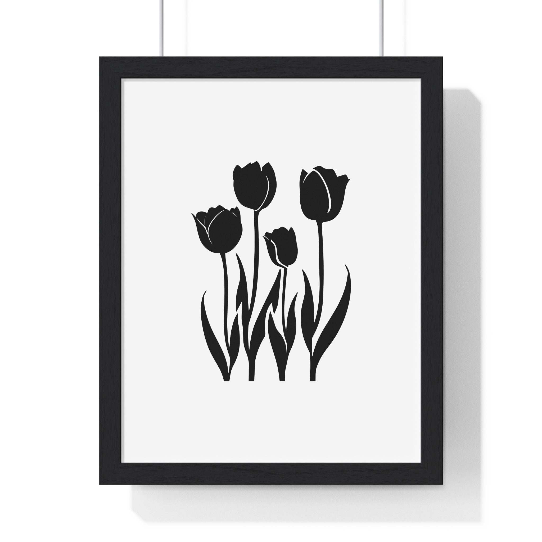 Wooden Frame Wall Art – Close-Up Pink Tulips Print