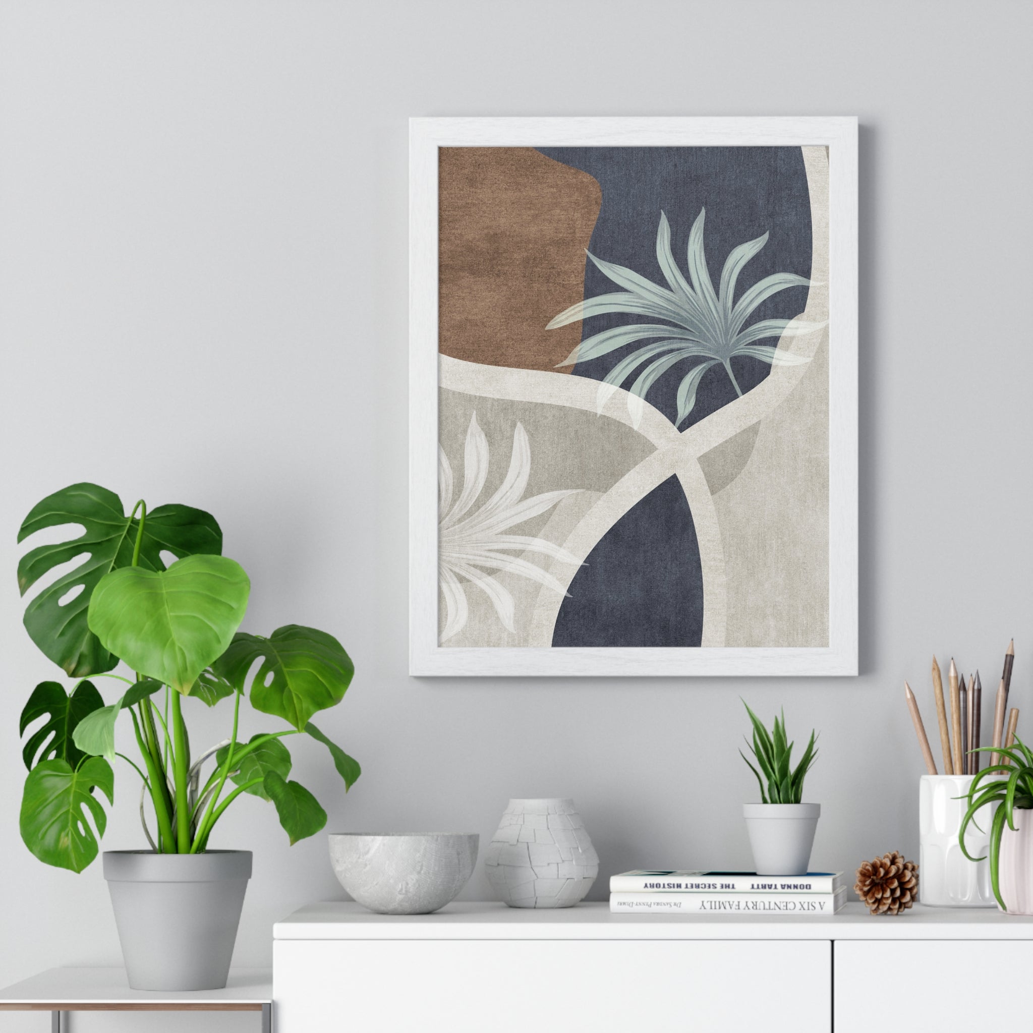 Geometrical Leaf Premium Framed Wooden Poster