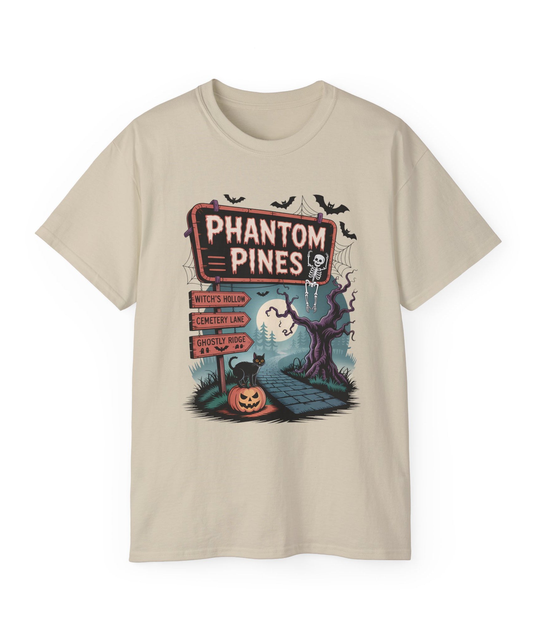 Halloween Phantom Pines Spooky Skeleton Tee