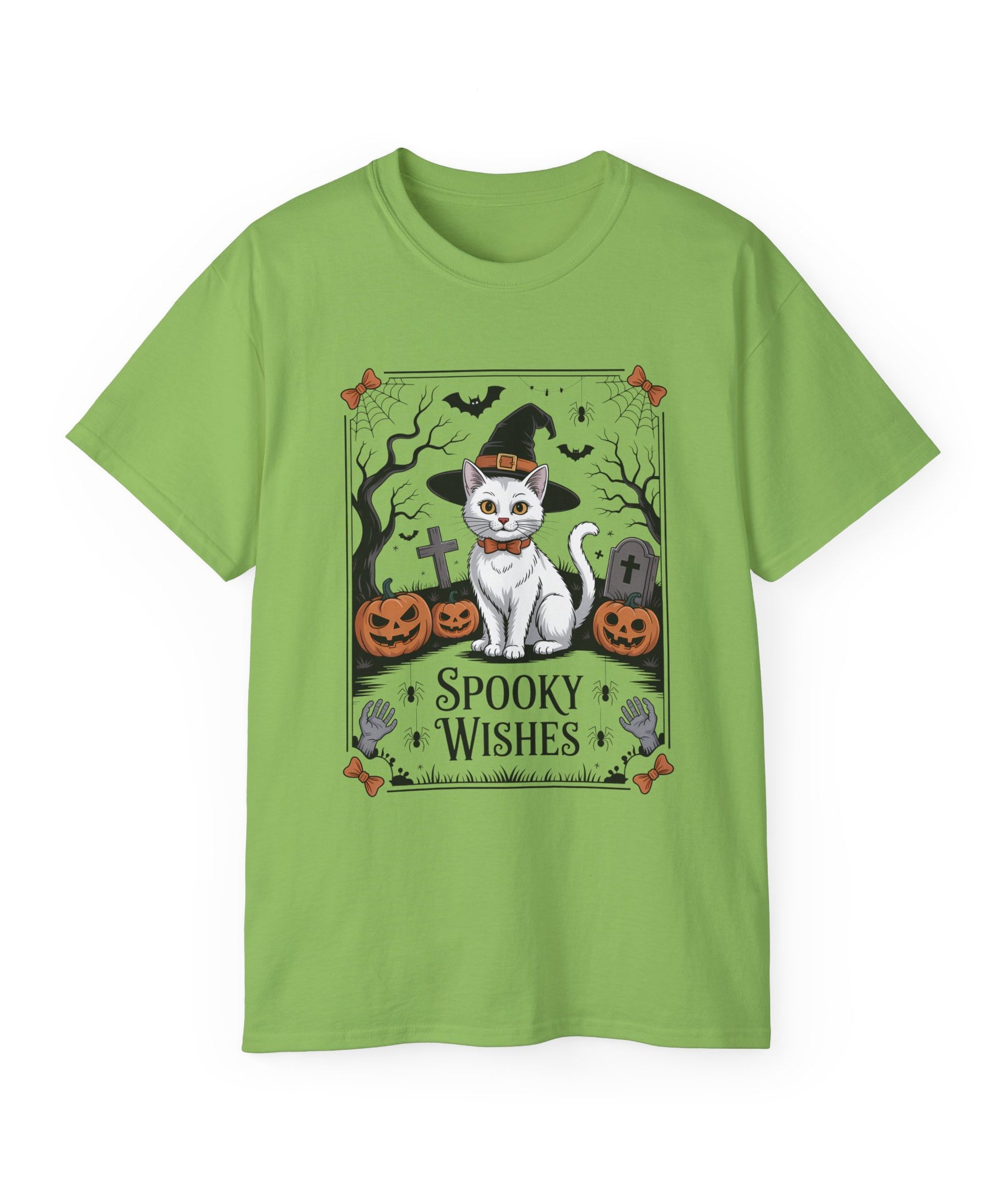 Spooky Wishes Witch Cat Halloween T-Shirt | Gallory Hive