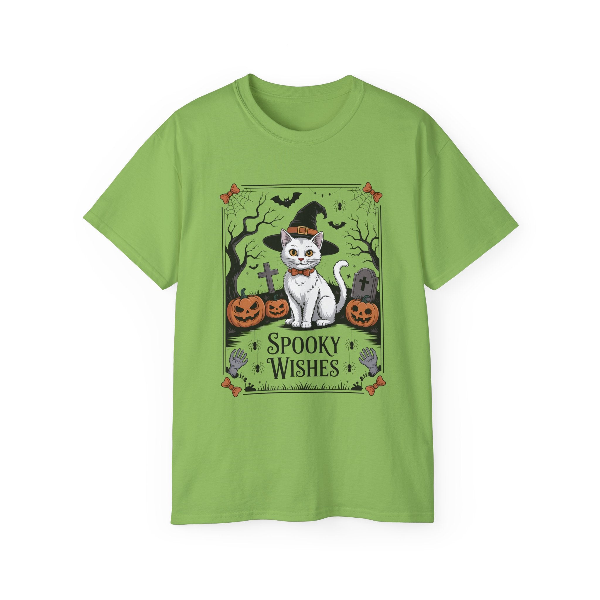 Spooky Wishes Witch Cat Halloween T-Shirt | Gallory Hive