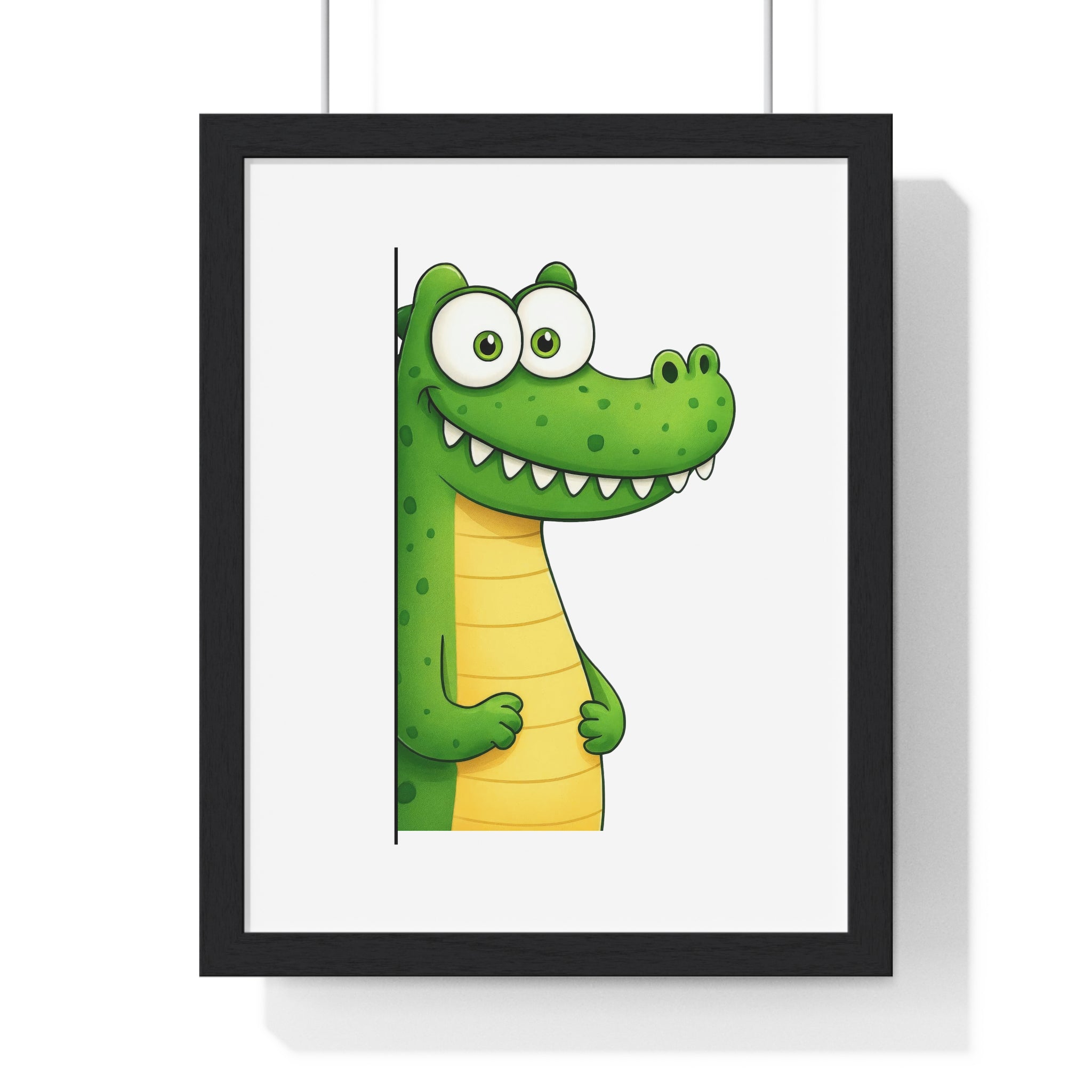 Wooden Frame Wall Decor with Cheeky Alligator Print