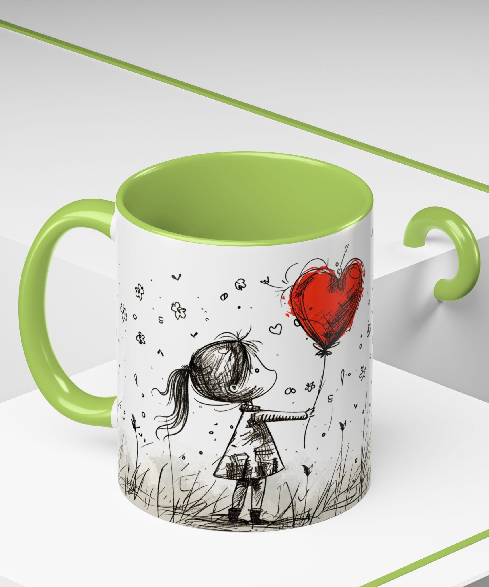 Love Heart Sketch Ceramic Coffee Mug | Gallory Hive