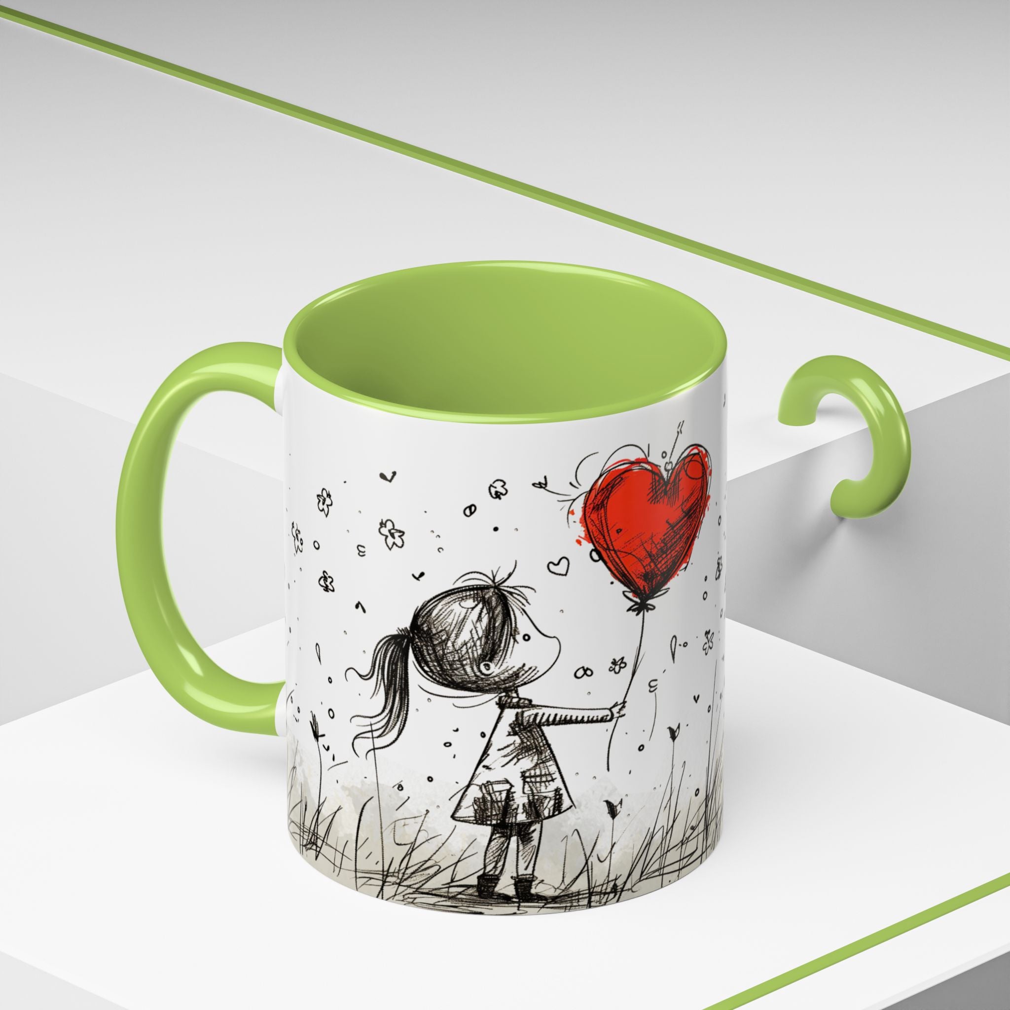 Love Heart Sketch Ceramic Coffee Mug | Gallory Hive