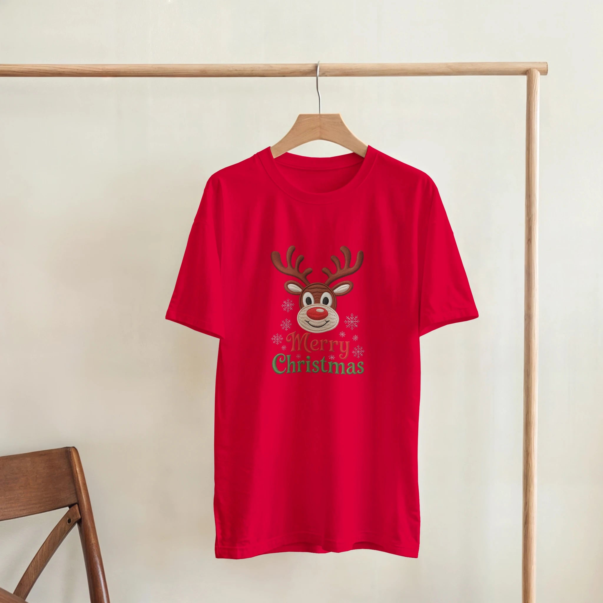 Festive Reindeer Merry Christmas Crewneck T-Shirt | Gallory Hive