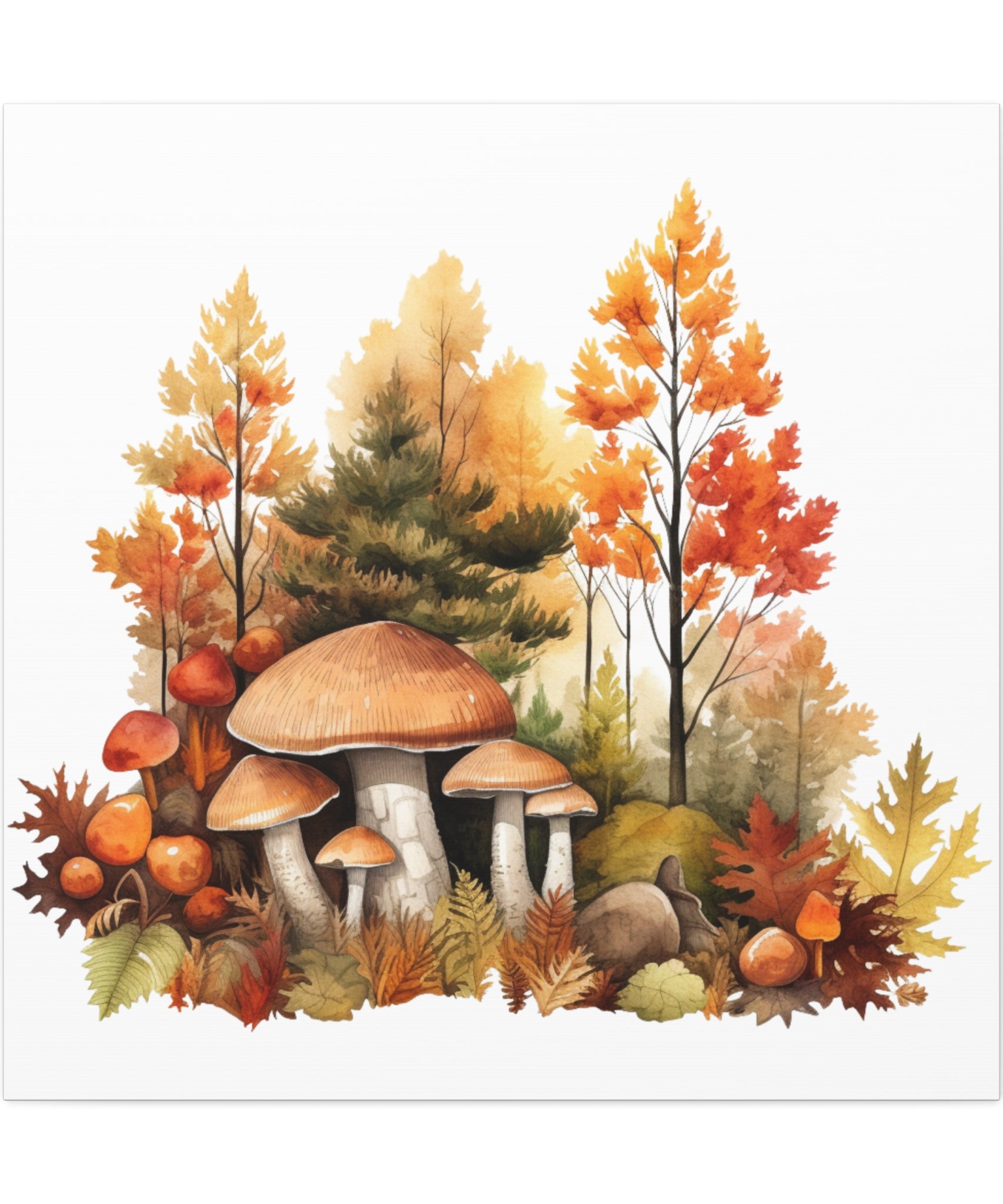 Autumn Forager Wall Art – Mushroom Woodland Scene | Gallory Hive