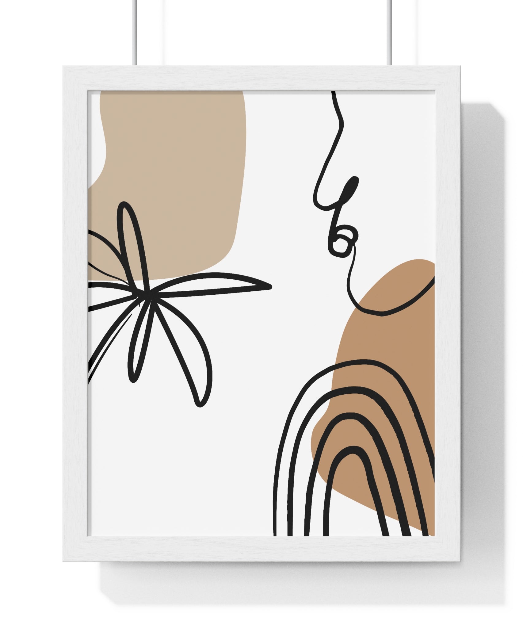 Abstract Face & Floral Art – Wooden Framed Poster | Gallory Hive