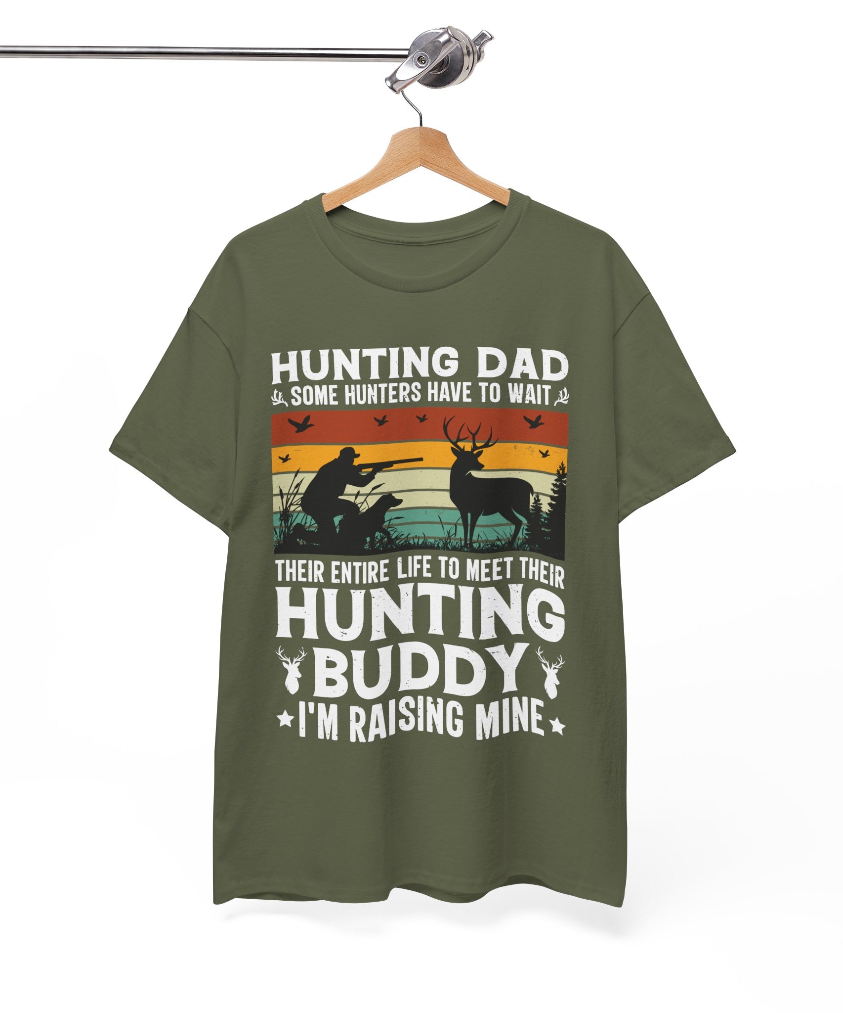 Retro Hunter Tee – Dog, Deer & Rifle Scene