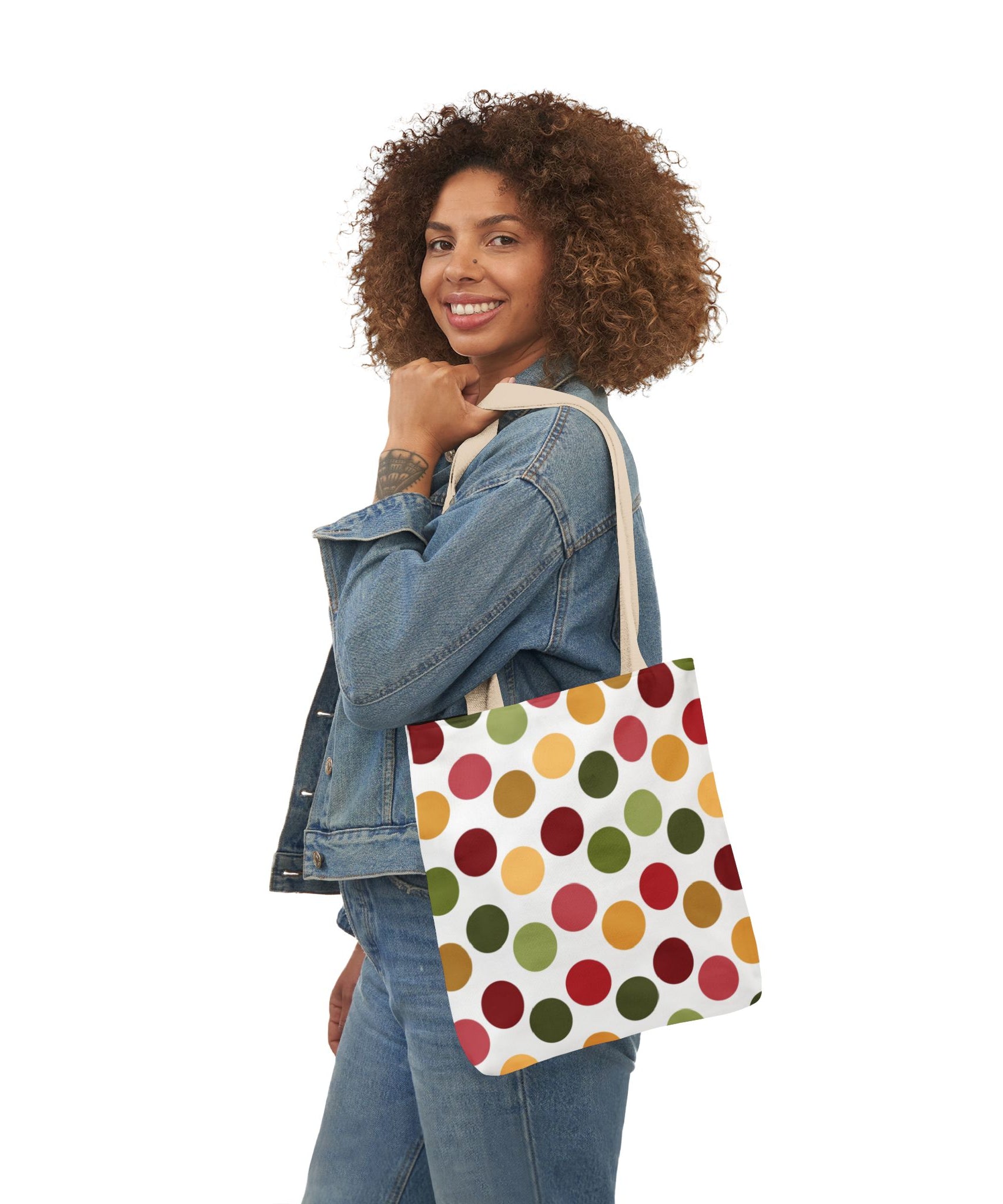 Colorful Polka Dot Canvas Tote Bag