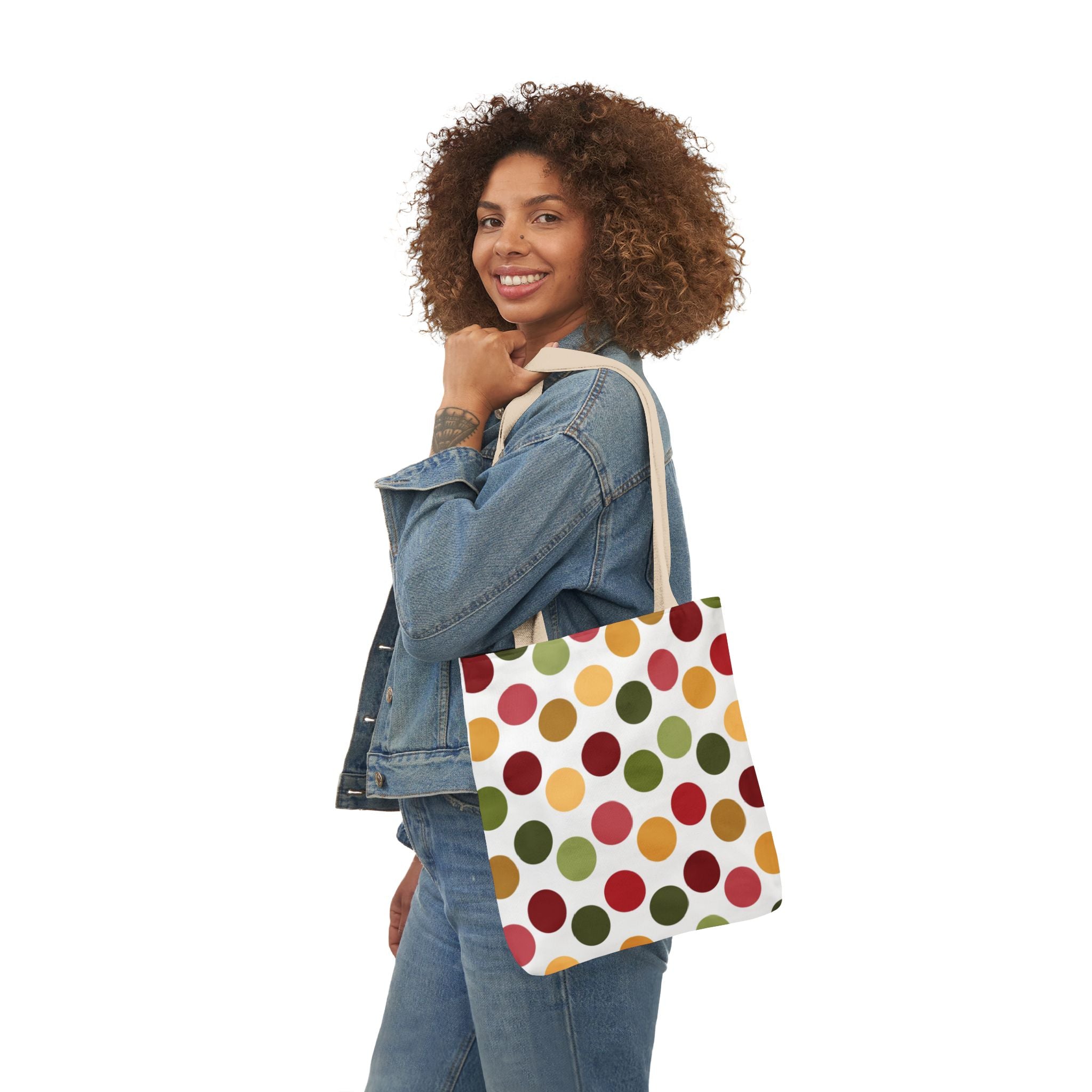 Colorful Polka Dot Canvas Tote Bag