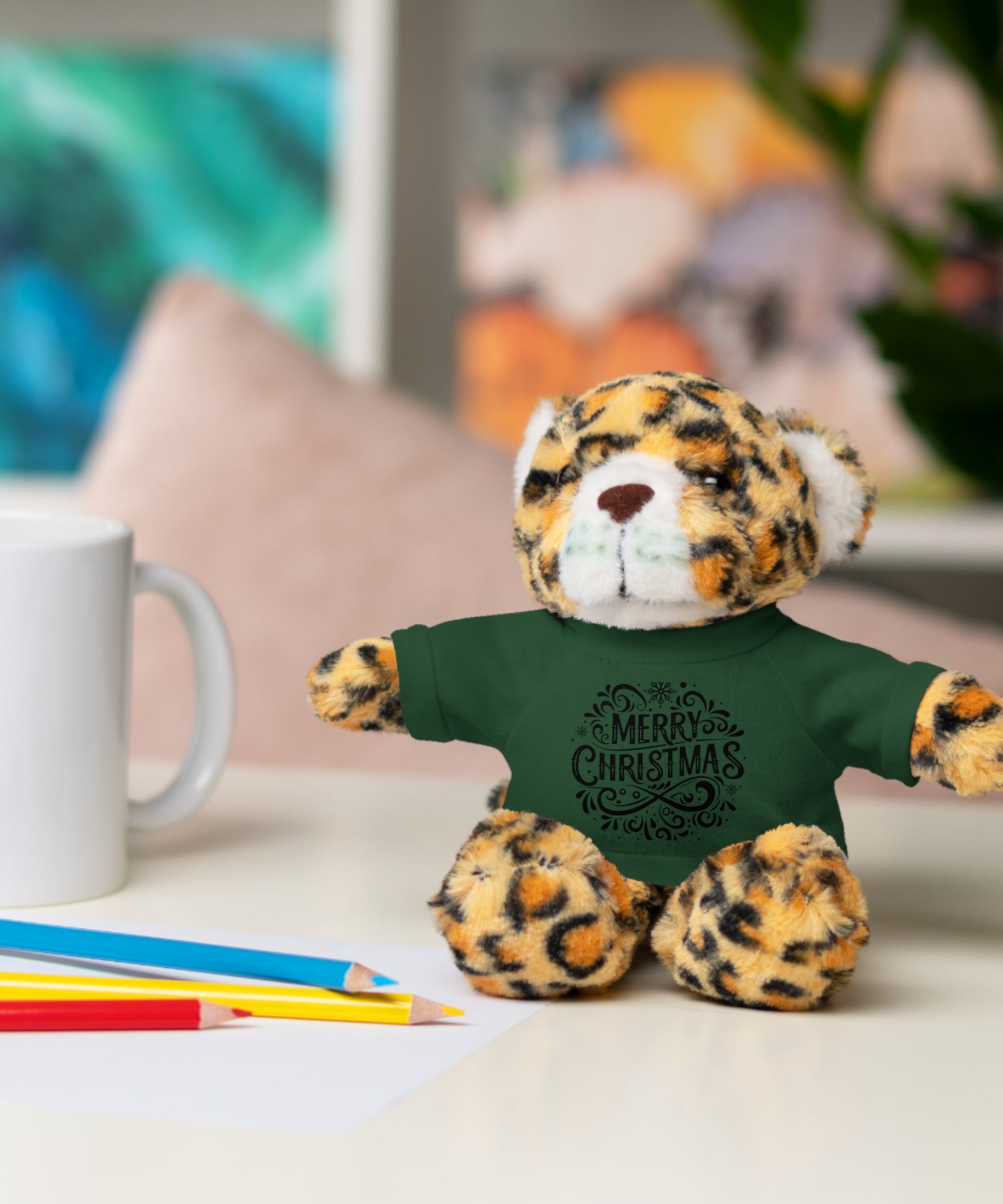 Festive Merry Christmas Stuffed Jaguar | Gallory Hive