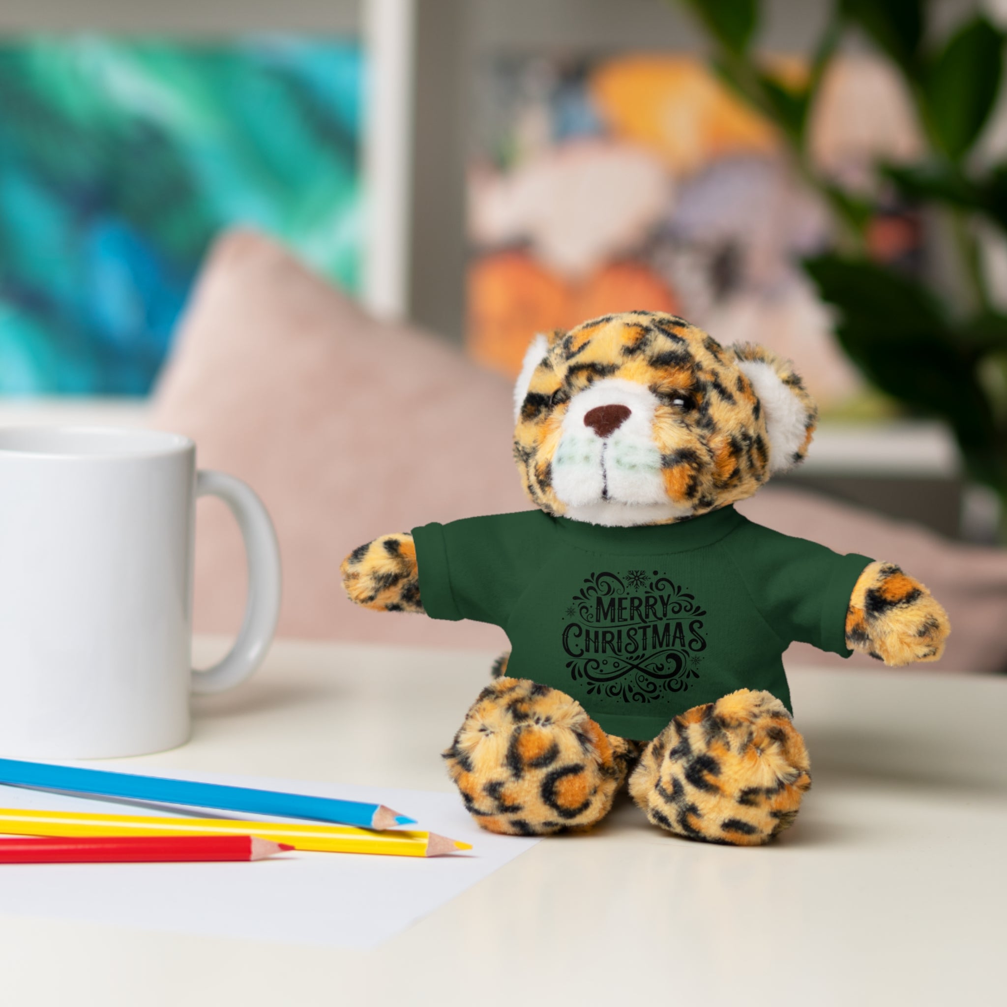 Festive Merry Christmas Stuffed Jaguar | Gallory Hive