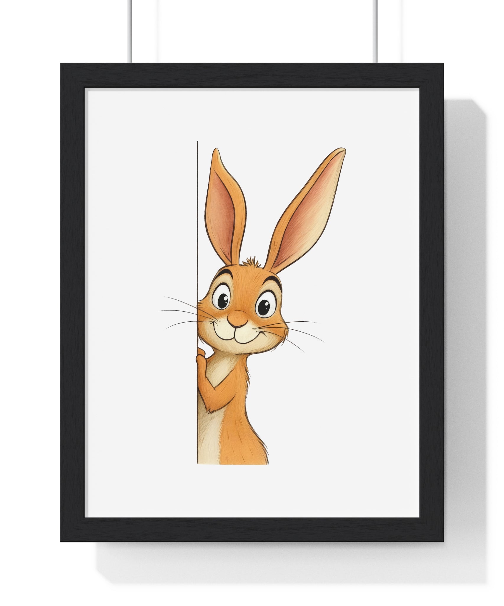 Wooden Frame Wall Decor with Cute Bunny Print