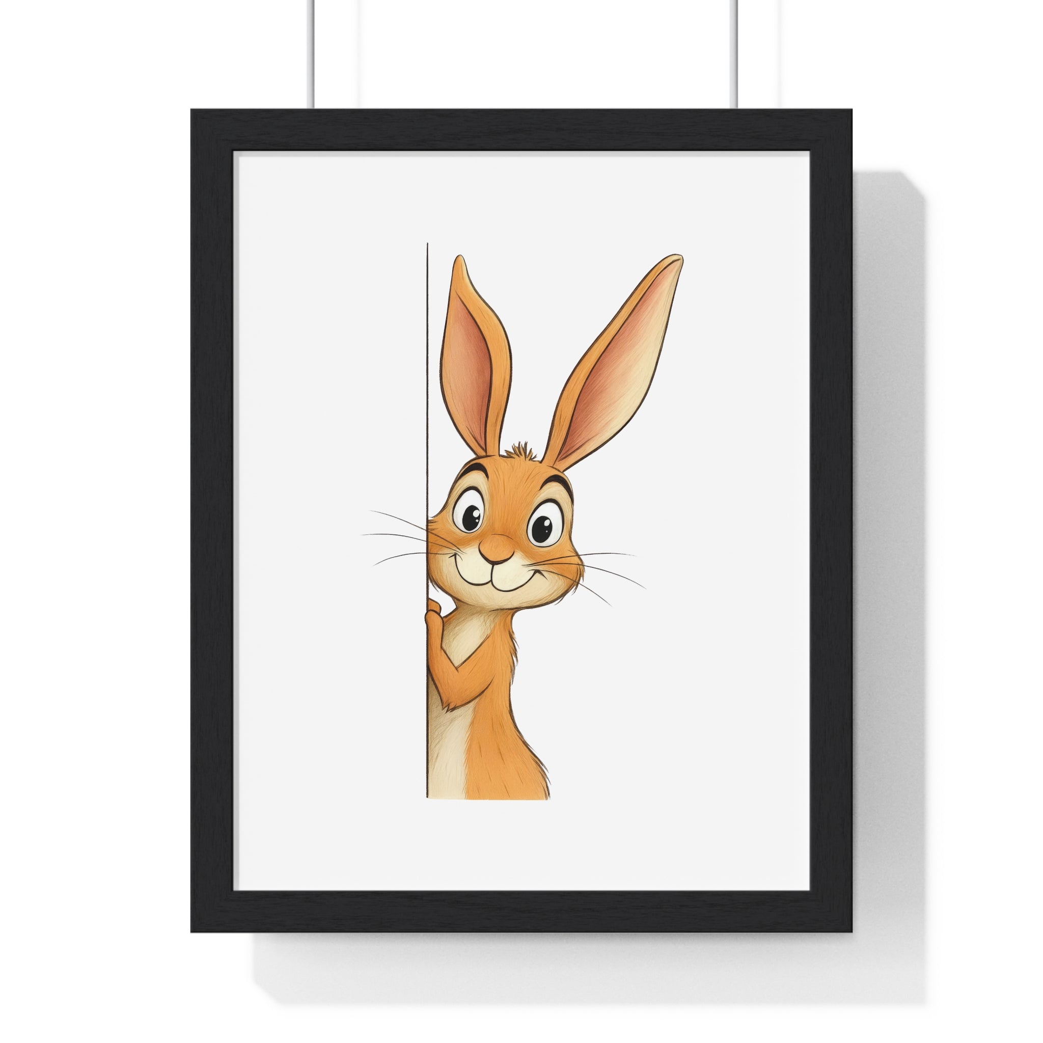 Wooden Frame Wall Decor with Cute Bunny Print