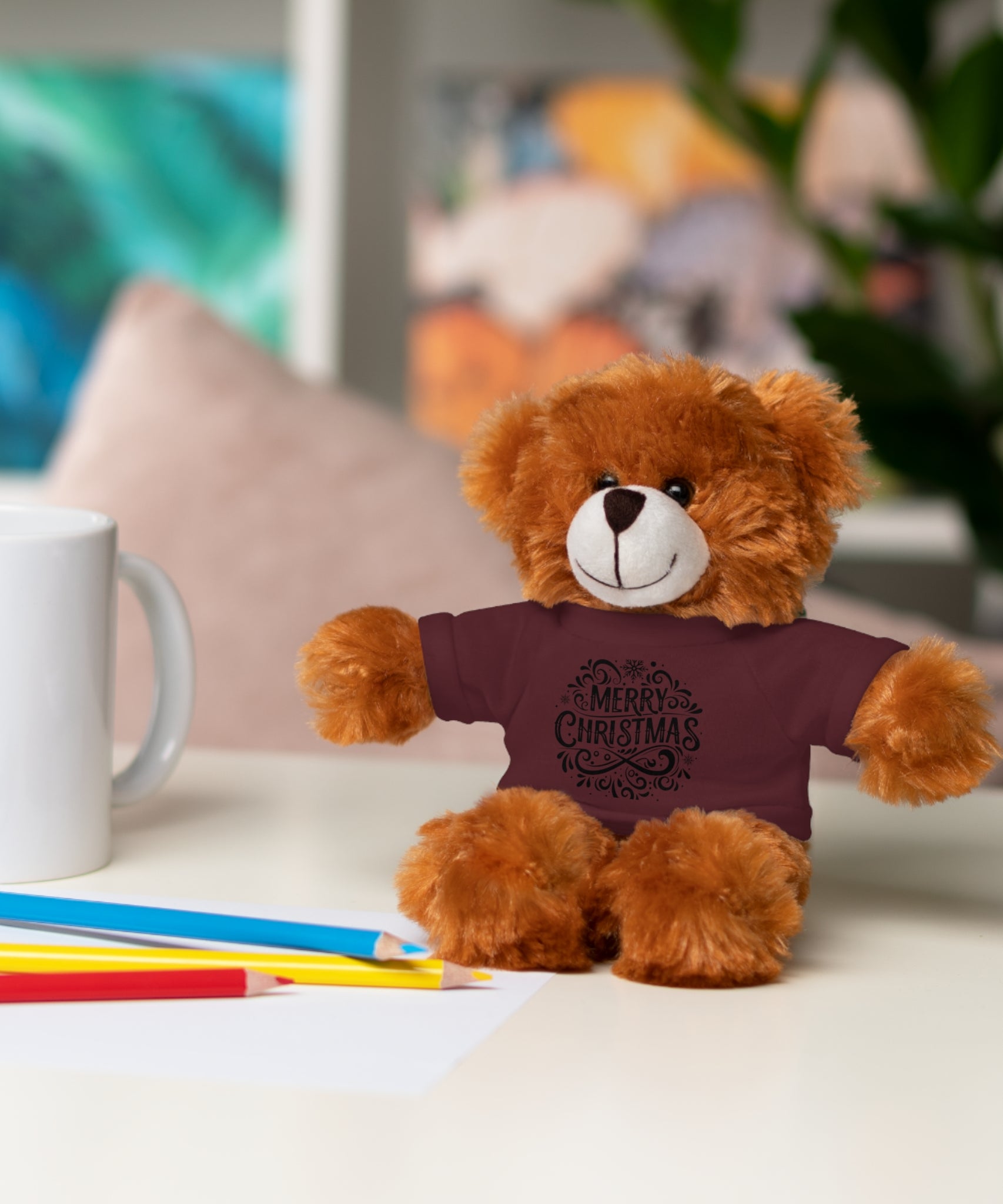 Festive Merry Christmas Stuffed Teddy Bear | Gallory Hive