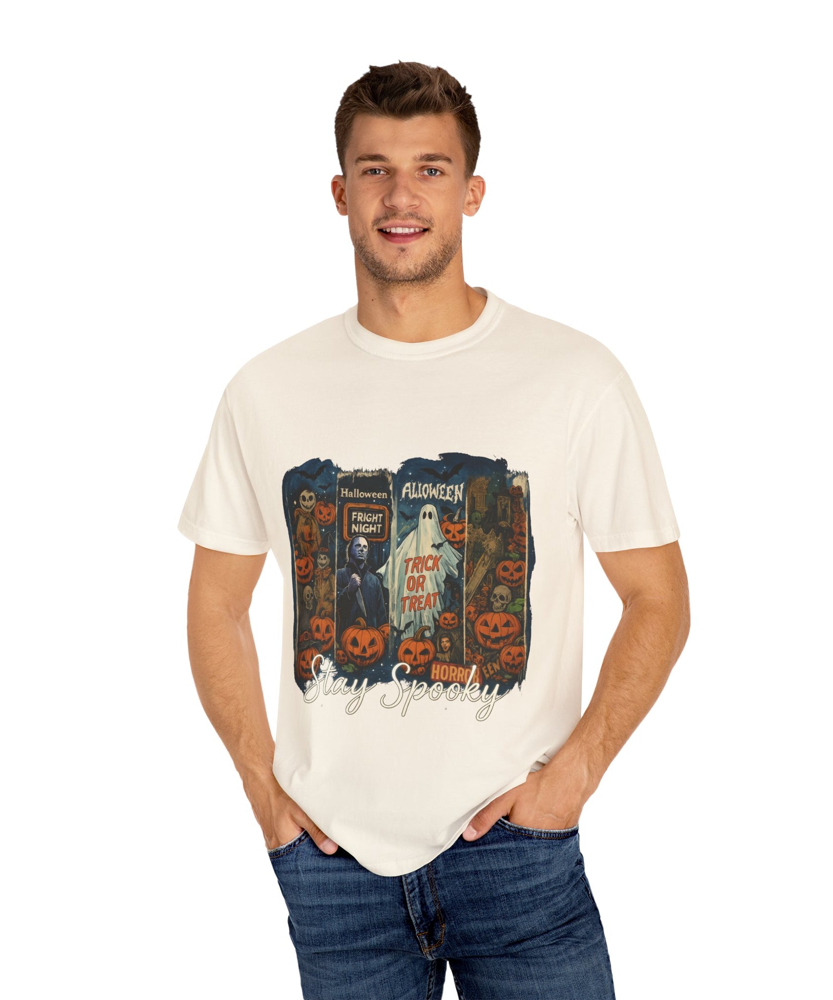 Stay Spooky Halloween Horror T-Shirt – Retro Slasher, Ghost, Pumpkins & Fright Night Design - Gallory Hive