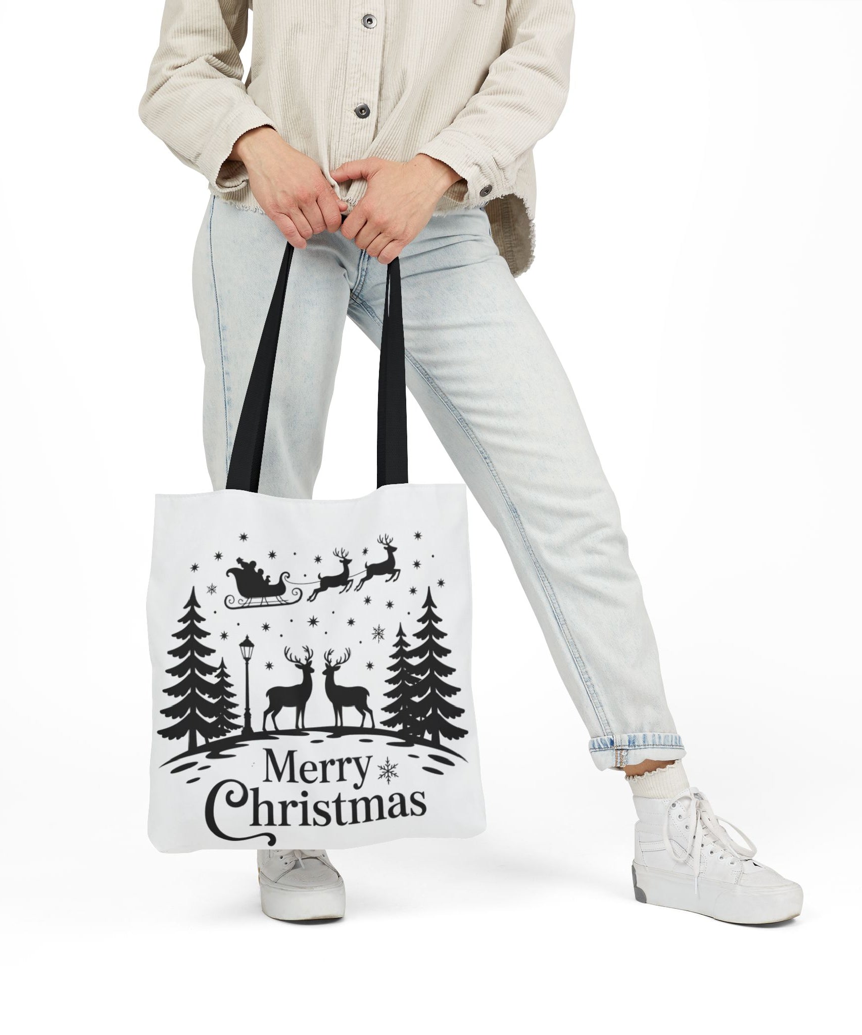 Merry Christmas Reindeer & Palm Trees Tote Bag