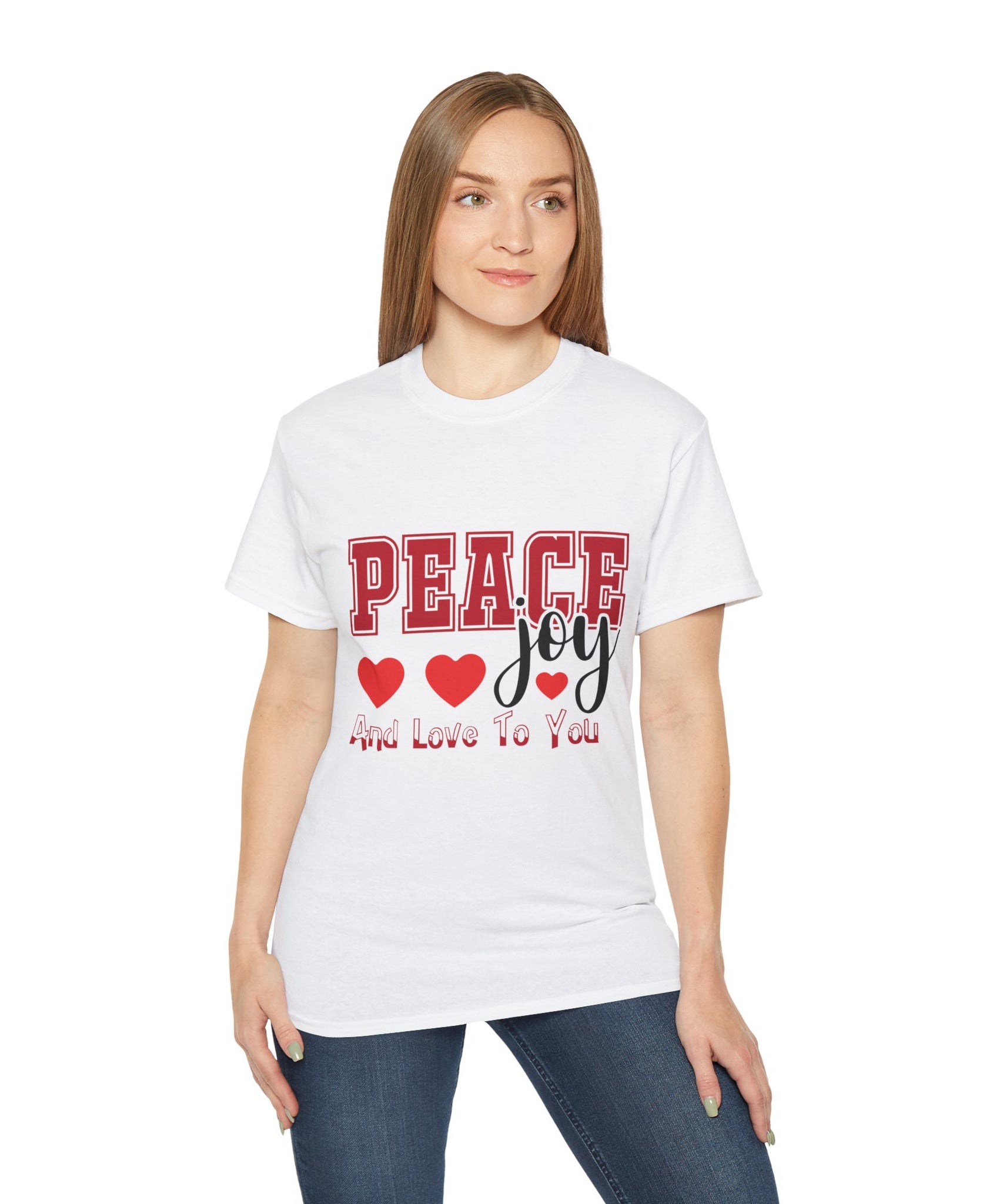 Peace, Joy & Love Retro Christmas T-Shirt | Gallory Hive