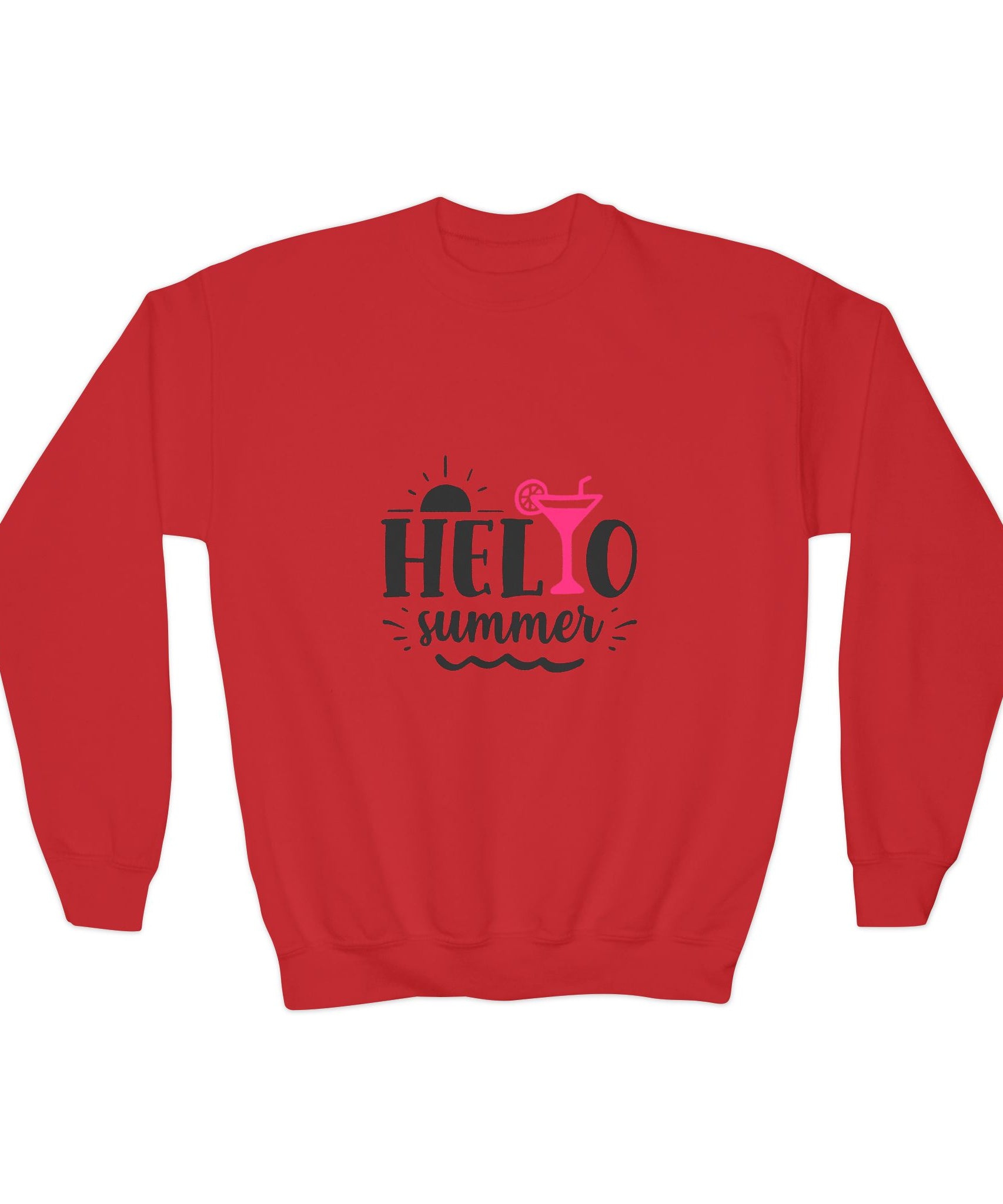 Hello Summer Youth Crewneck Sweatshirt - Fun Casual Wear for Kids - Gallory Hive