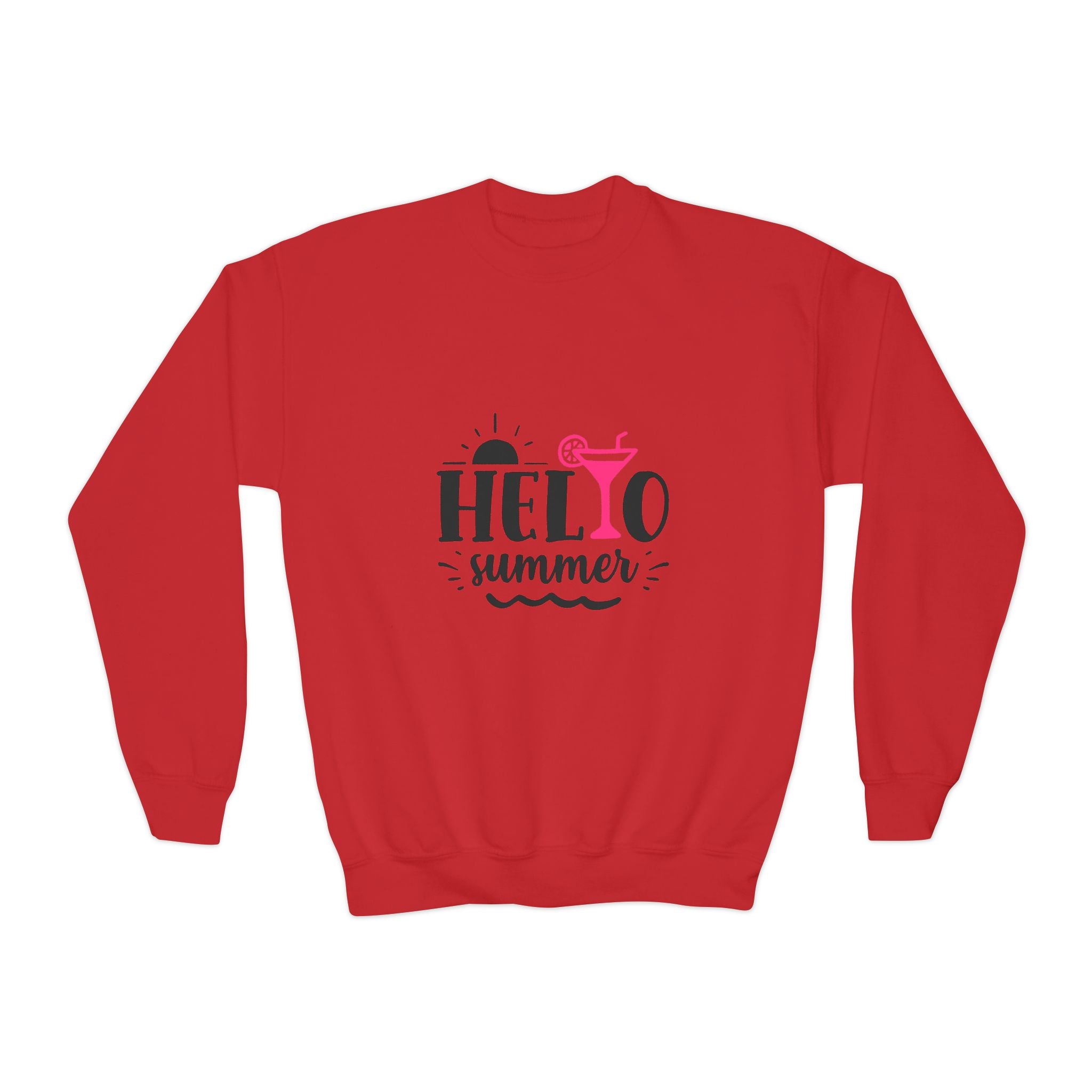 Hello Summer Youth Crewneck Sweatshirt - Fun Casual Wear for Kids - Gallory Hive