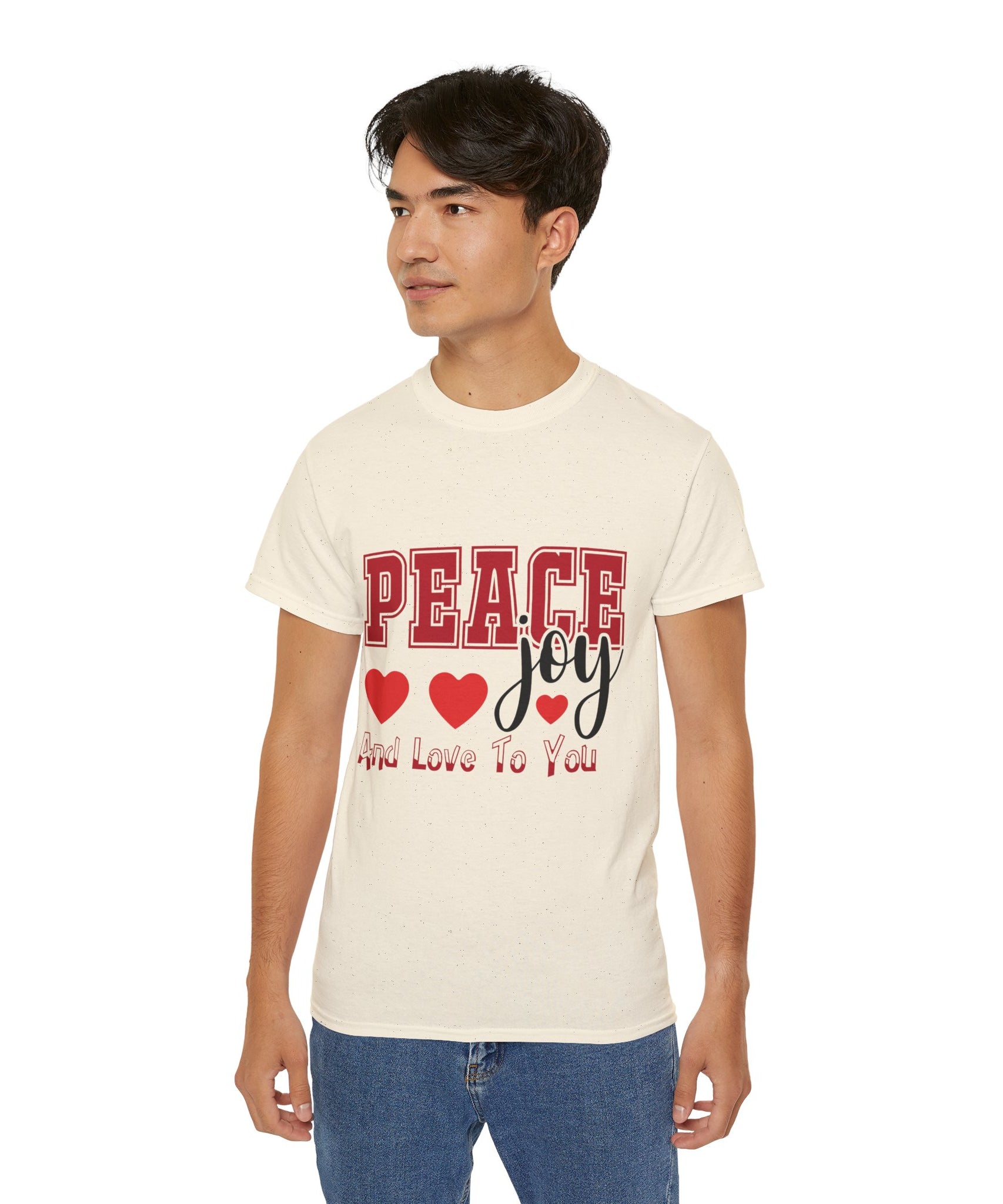 Peace, Joy & Love Retro Christmas T-Shirt | Gallory Hive