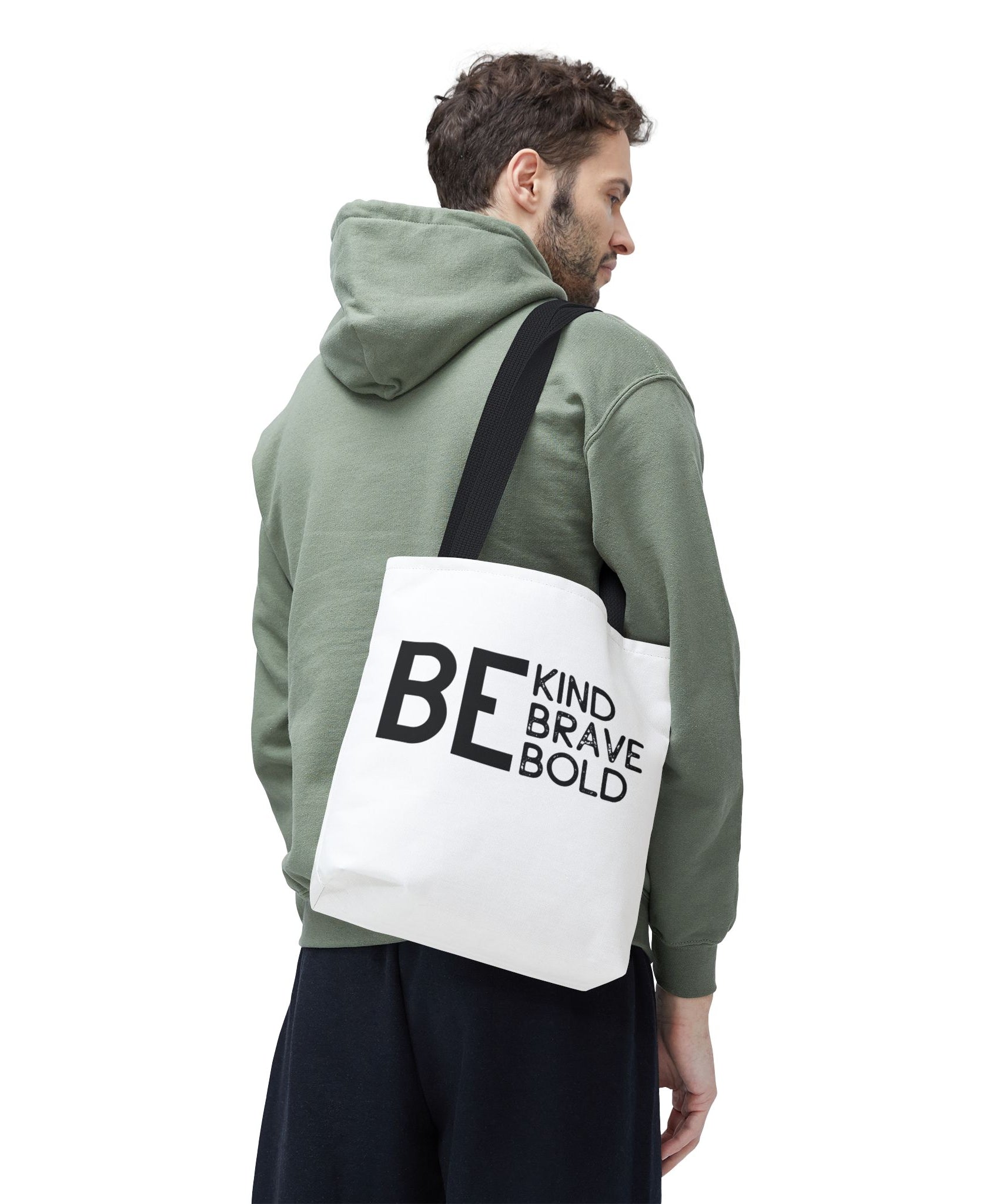 Inspirational Tote Bag - Be Kind Brave Bold - Eco-Friendly Carryall