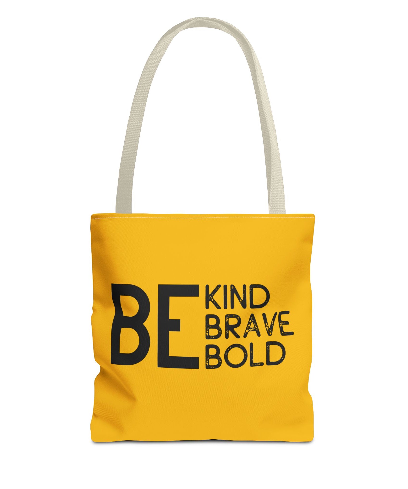 Inspirational Tote Bag - Be Kind Brave Bold - Eco-Friendly Carryall - Yellow