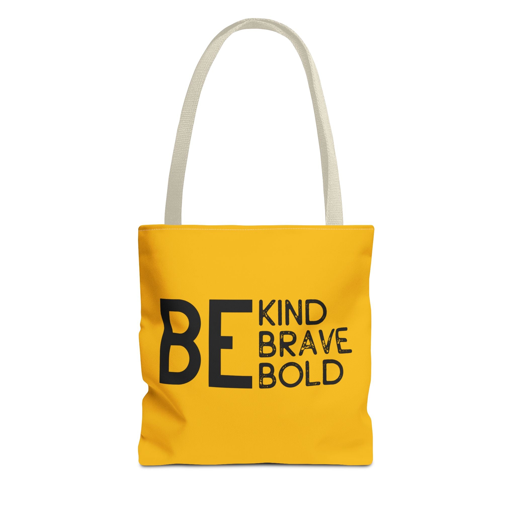Inspirational Tote Bag - Be Kind Brave Bold - Eco-Friendly Carryall - Yellow
