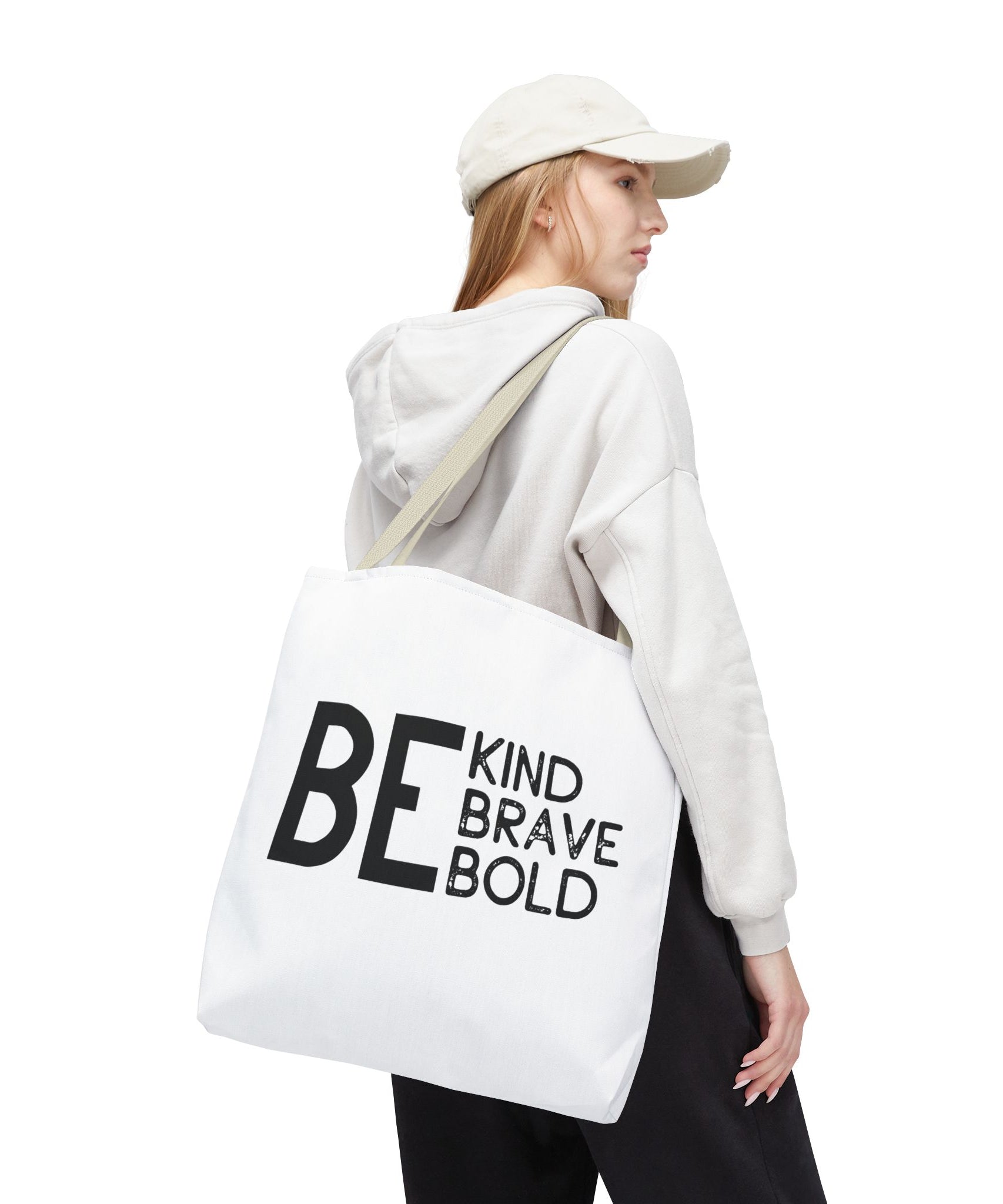 Inspirational Tote Bag - Be Kind Brave Bold - Eco-Friendly Carryall