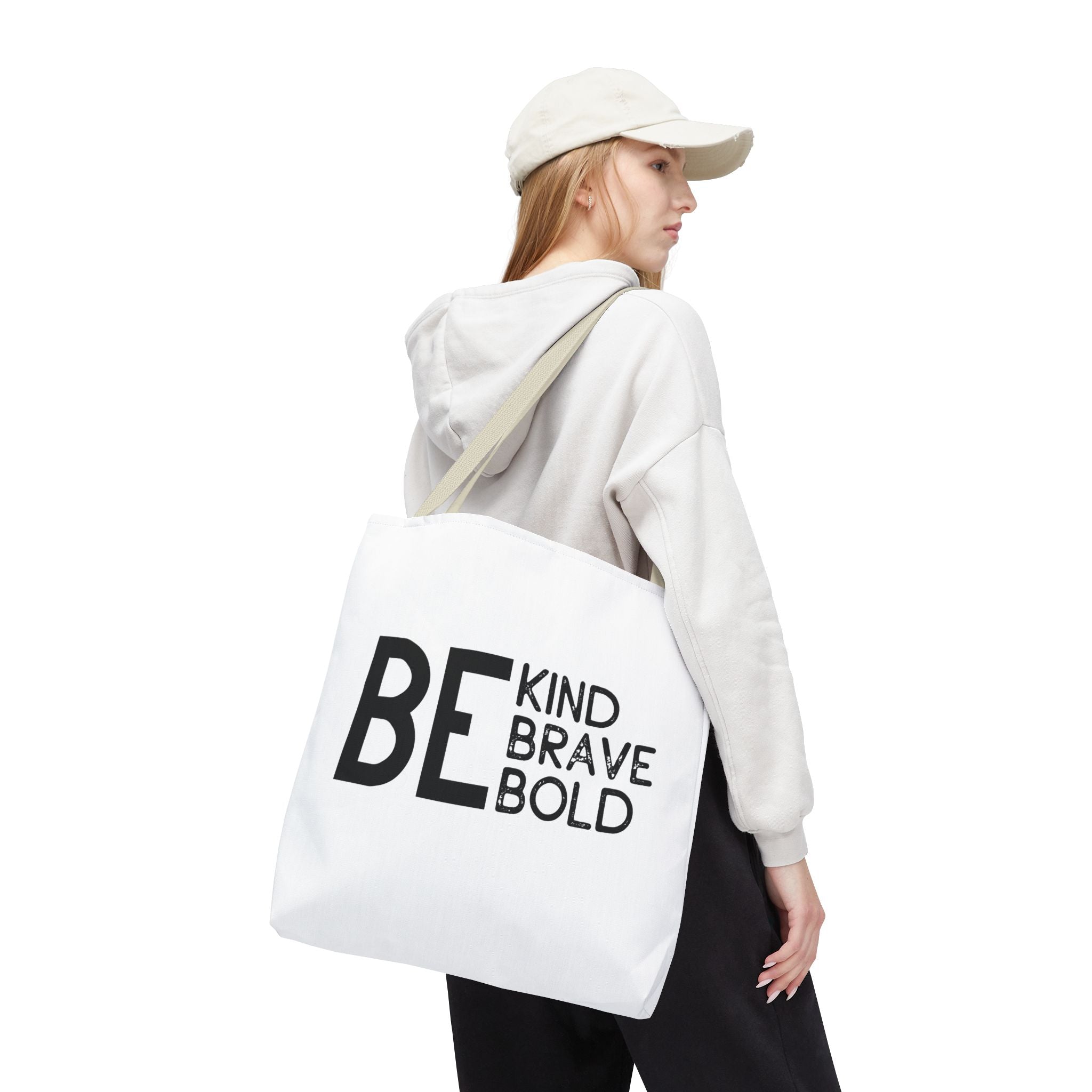 Inspirational Tote Bag - Be Kind Brave Bold - Eco-Friendly Carryall