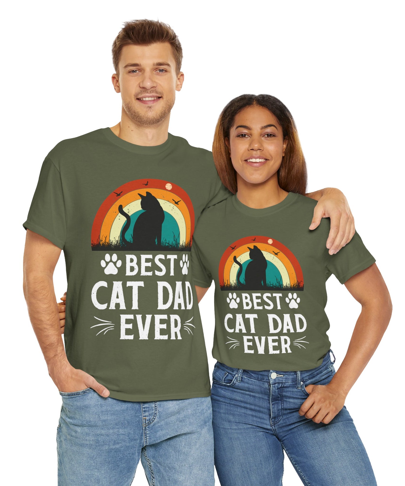 Best Cat Dad Ever T-Shirt Retro