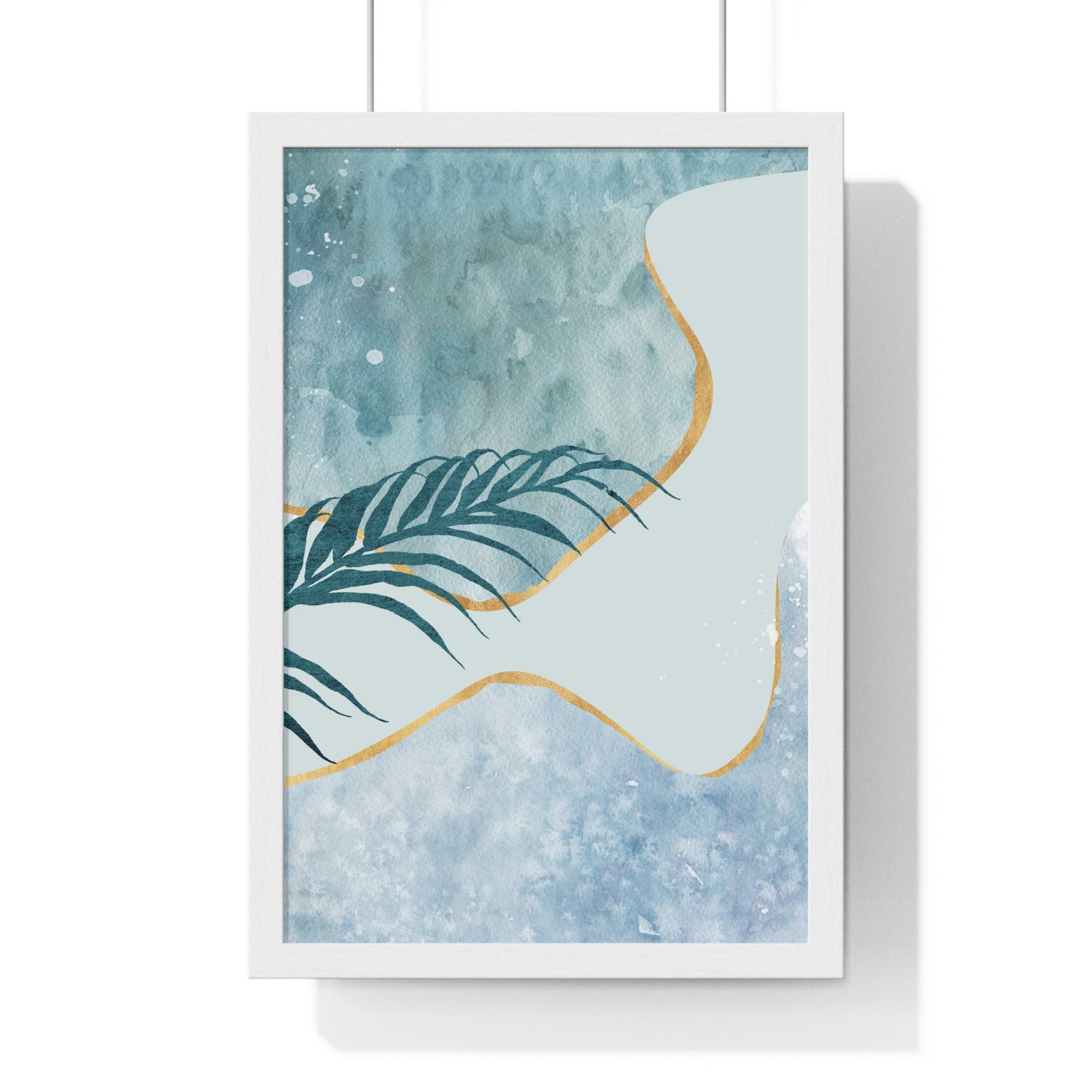 Abstract Leaf Prints on Wooden Frame – Modern Wall Art | Gallory Hive