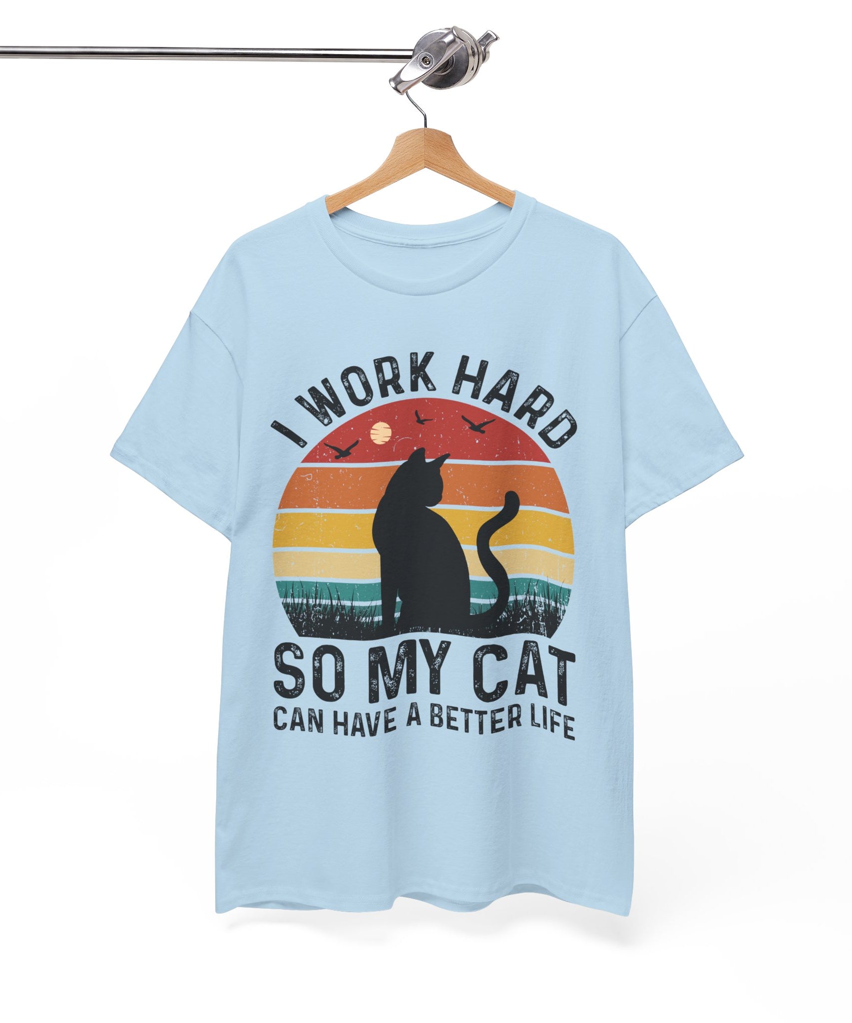 Retro Cat Lover Tee - Work Hard for My Pet
