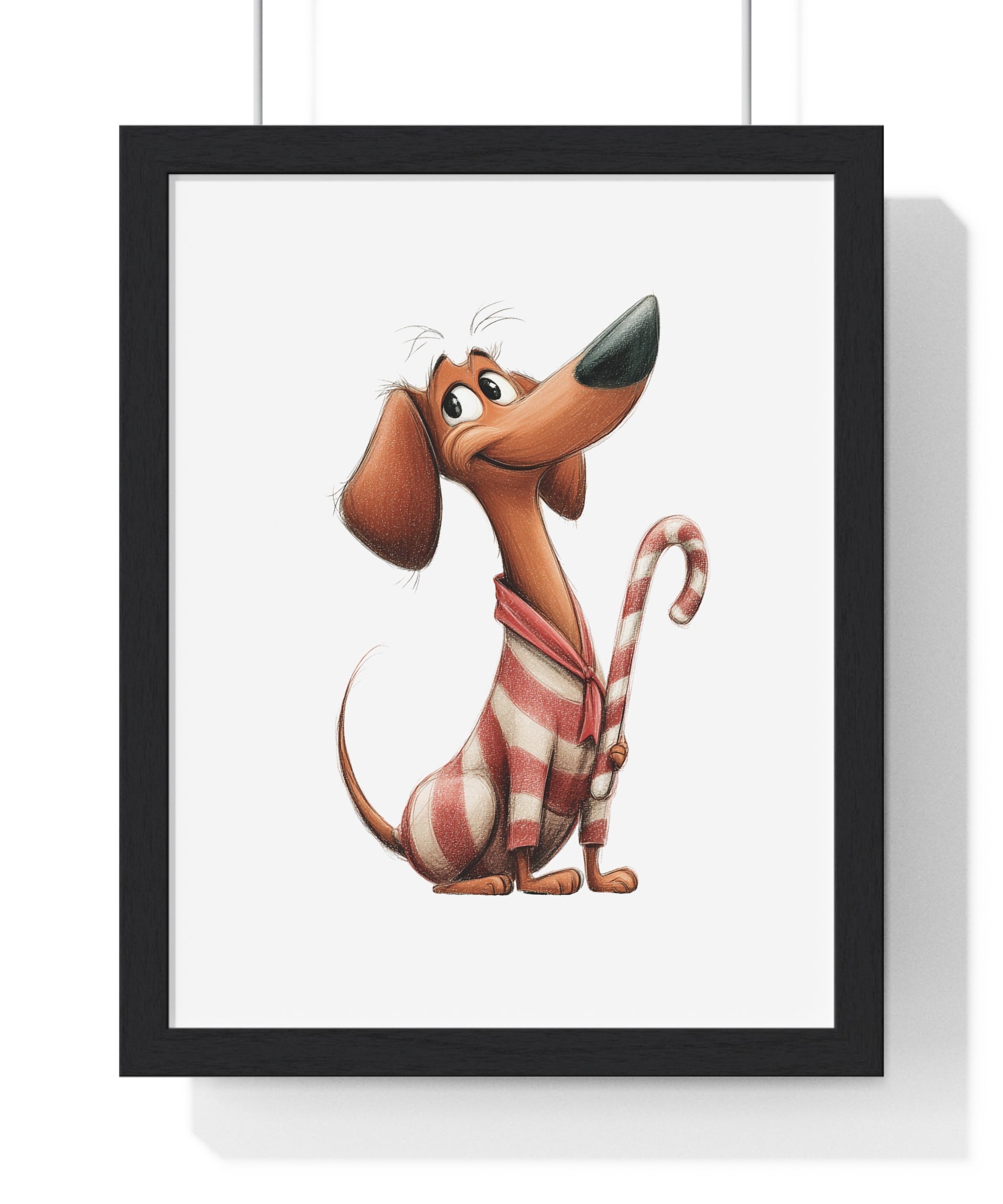 Candy Cane Dachshund – Wooden Wall Frame Holiday Home Decor