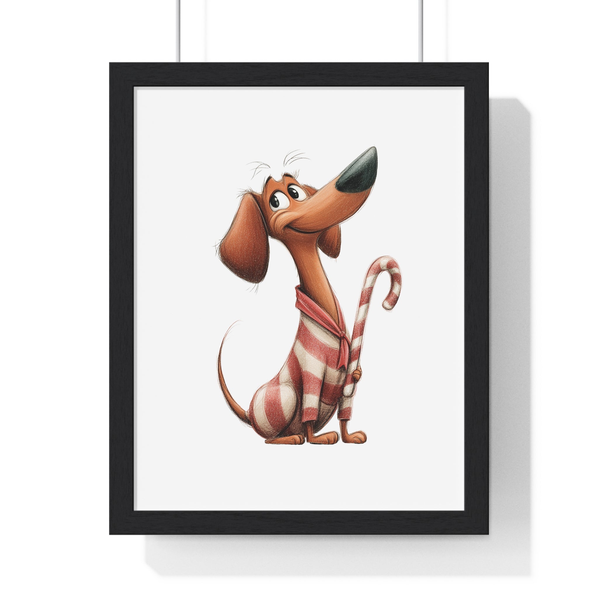 Wood Framed Candy Cane Dachshund Decor - Gallory Hive