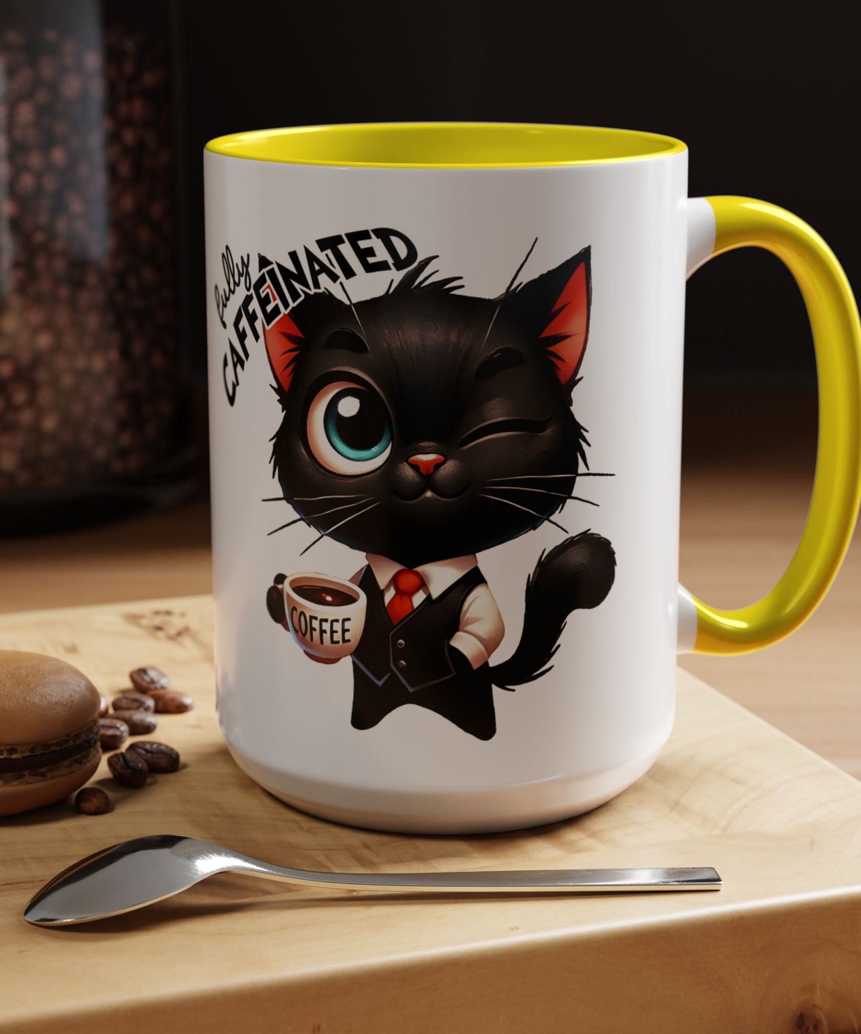 Cute Black Cat Accent Coffee Mug  Gallory Hive
