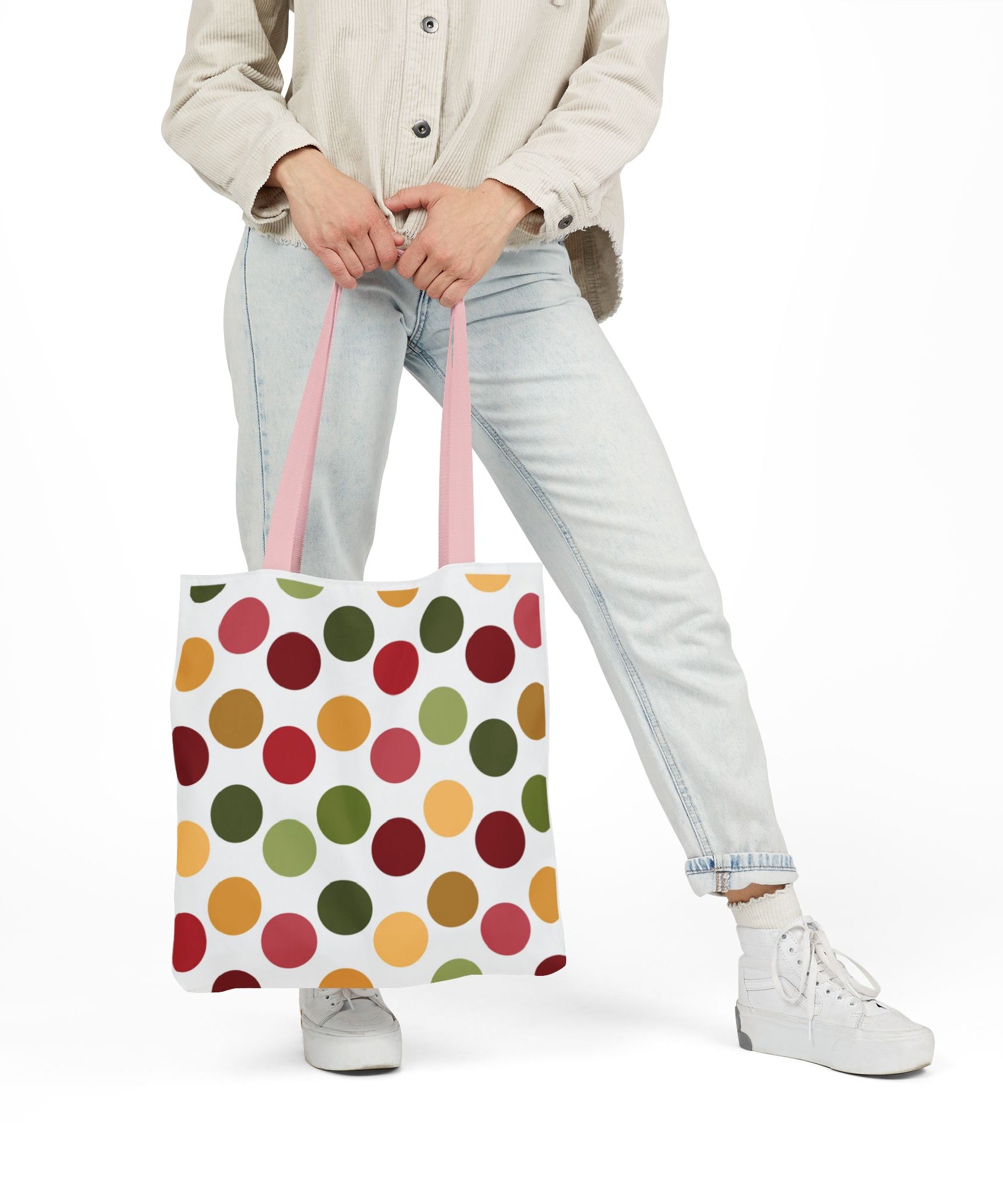 Colorful Polka Dot Canvas Tote Bag