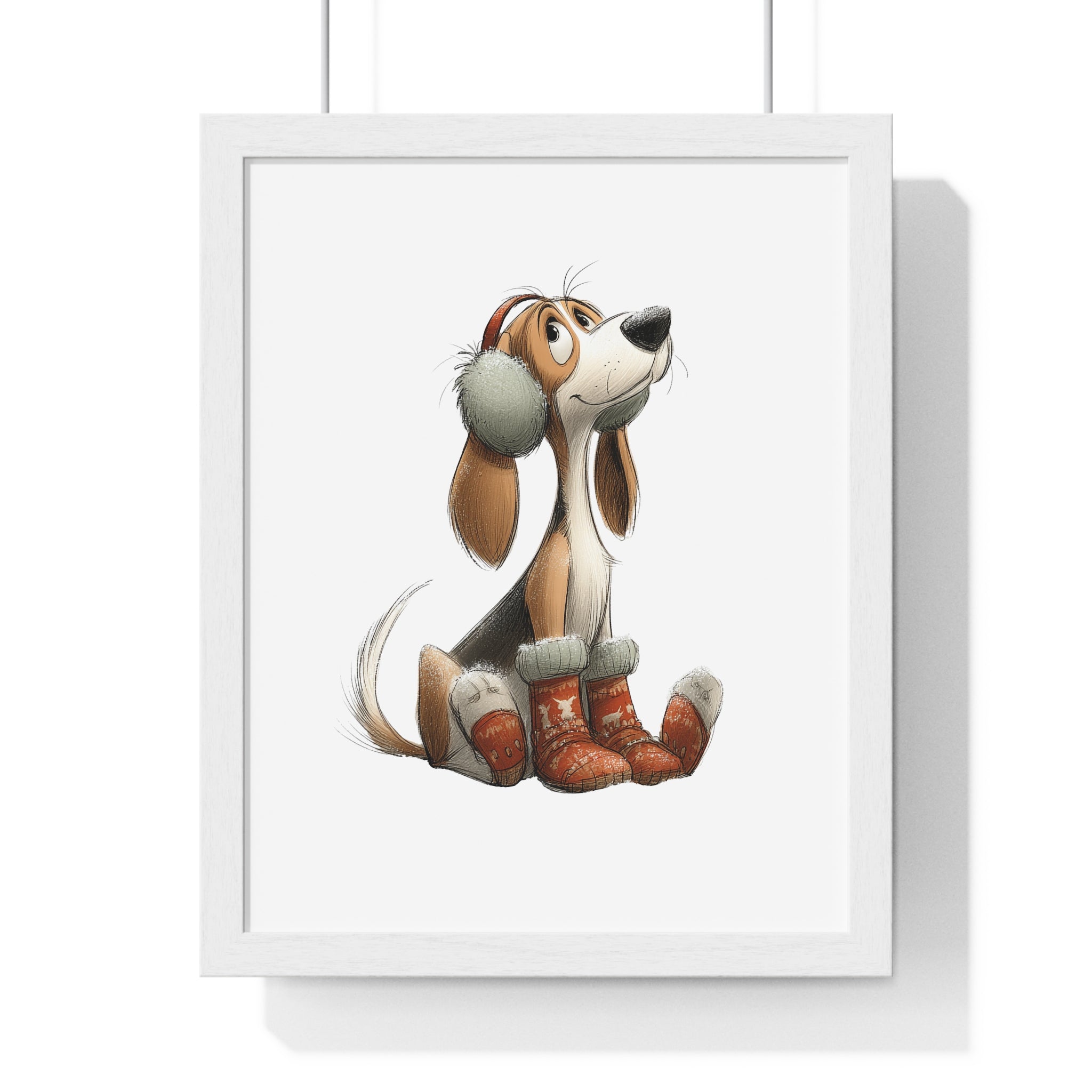 Cozy Winter Pup with Earmuffs – Wooden Wall Frame Home Decor - Gallory Hive
