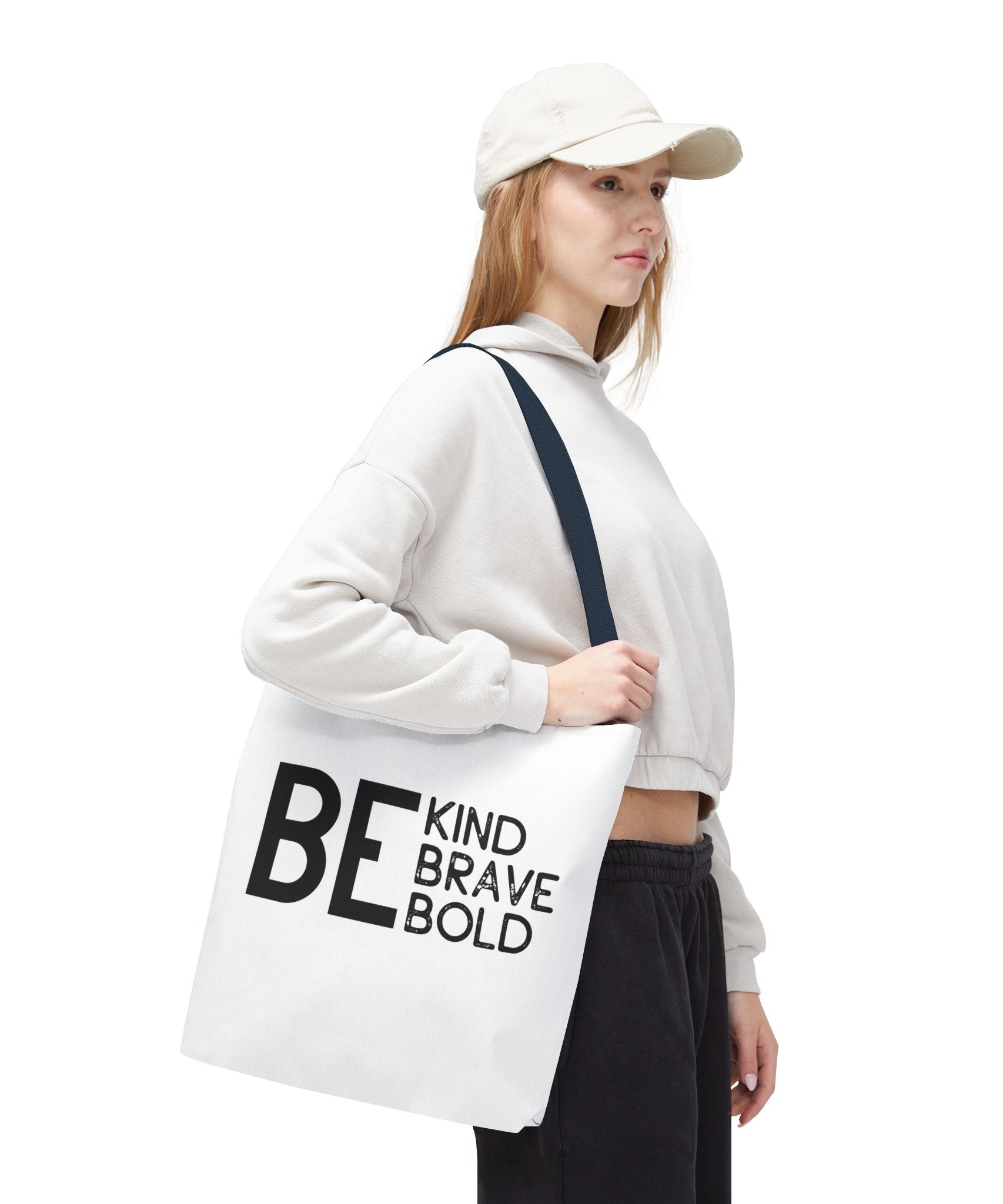 Inspirational Tote Bag - Be Kind Brave Bold - Eco-Friendly Carryall